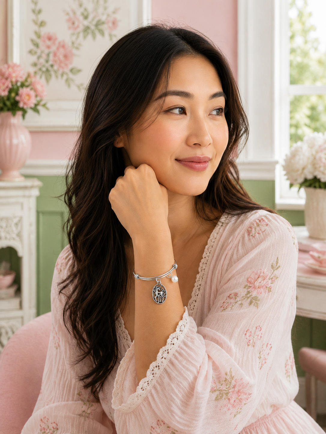 Unicorn Pearl Bracelet Woman Room ChatGPT.png