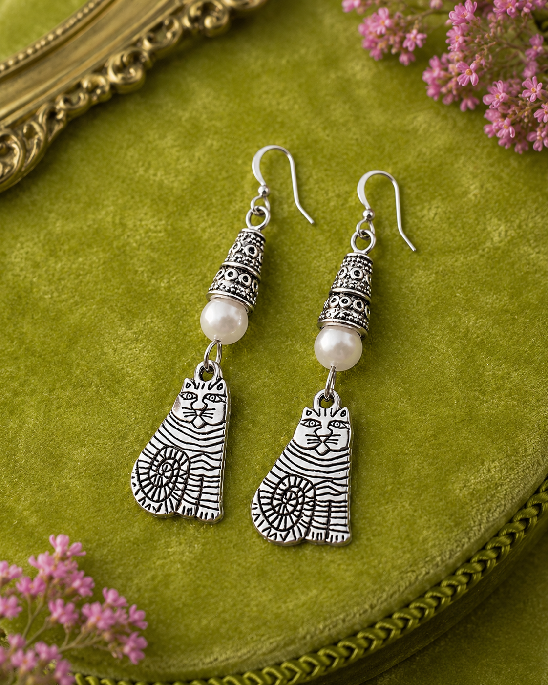 Cat Earrings White Velvet ChatGPT.png