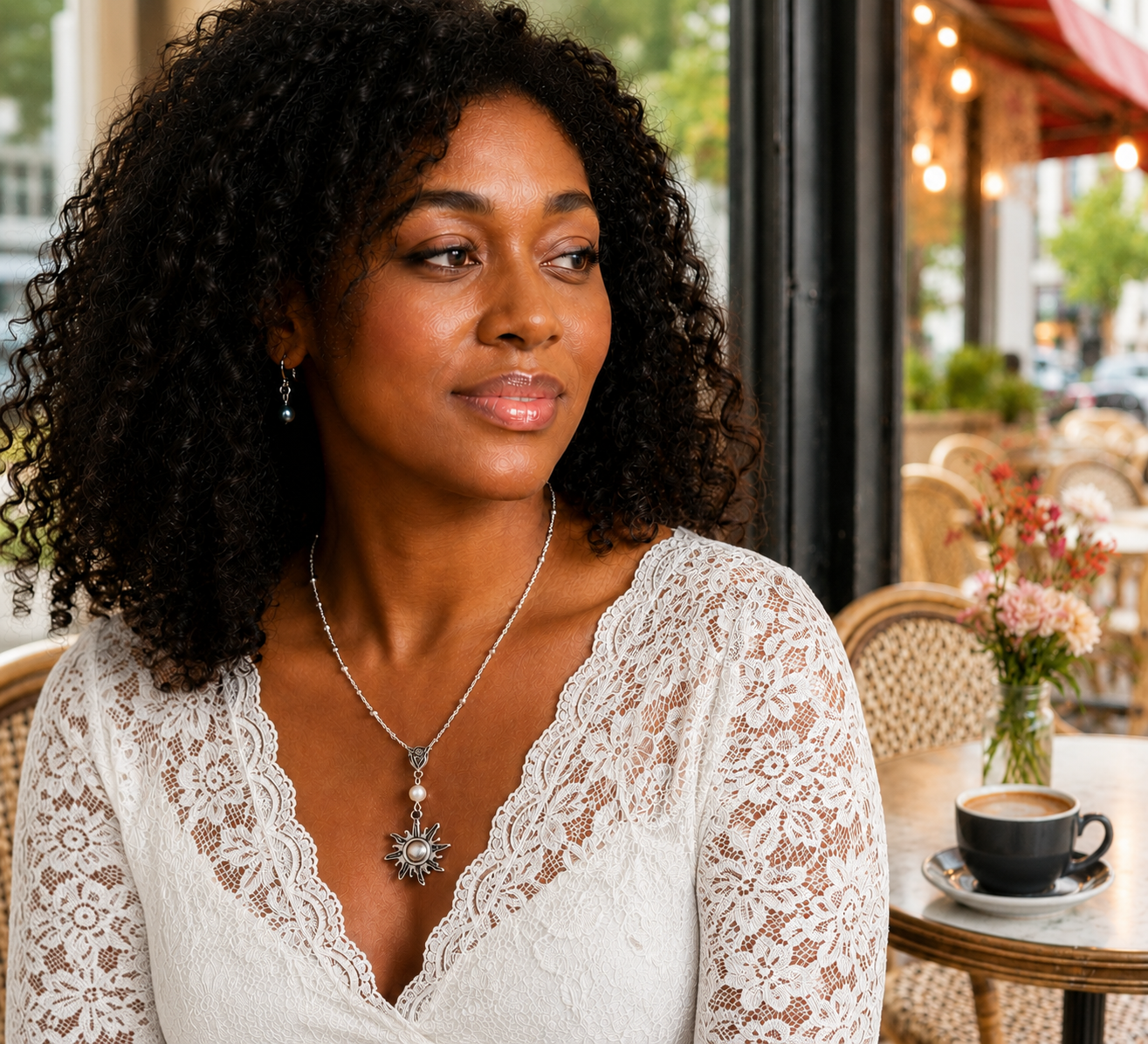 Sun Pearl Necklace Woman Cafe Lighter ChatGPT.png