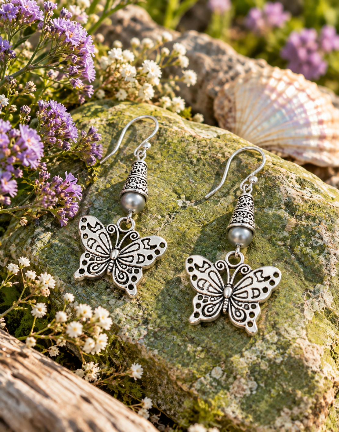 Butterfly Earrings Gray Accent Rock Green ChatGPT.png