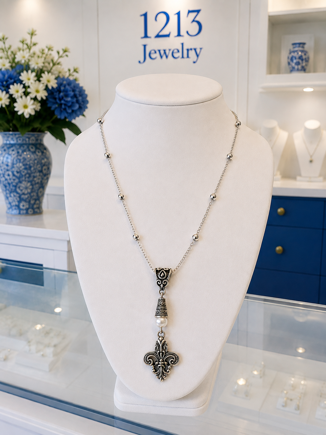 Fleur De Lis Necklace White Shop ChatGPT.png
