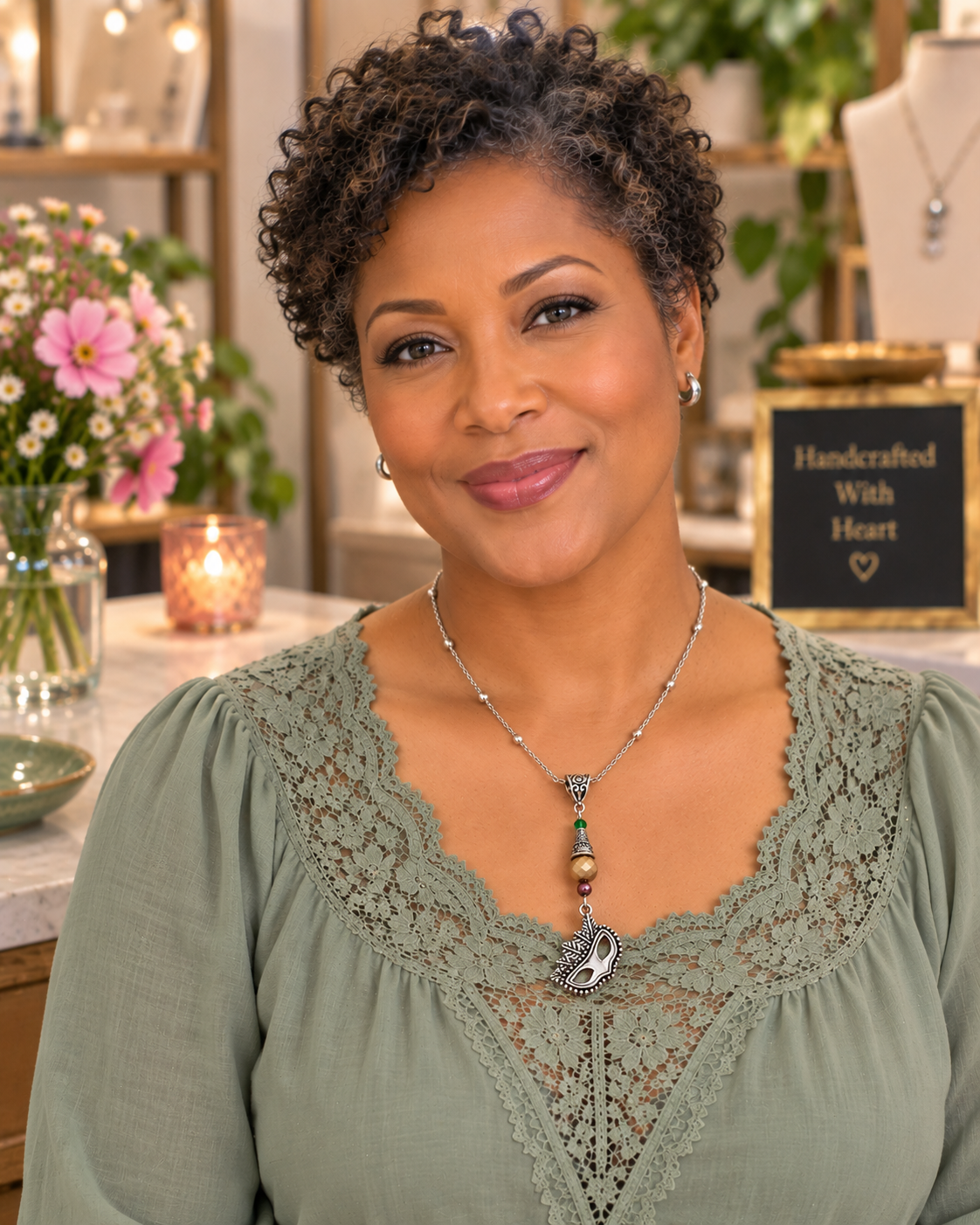 Mardi Gras Mask Necklace Woman ChatGPT.png