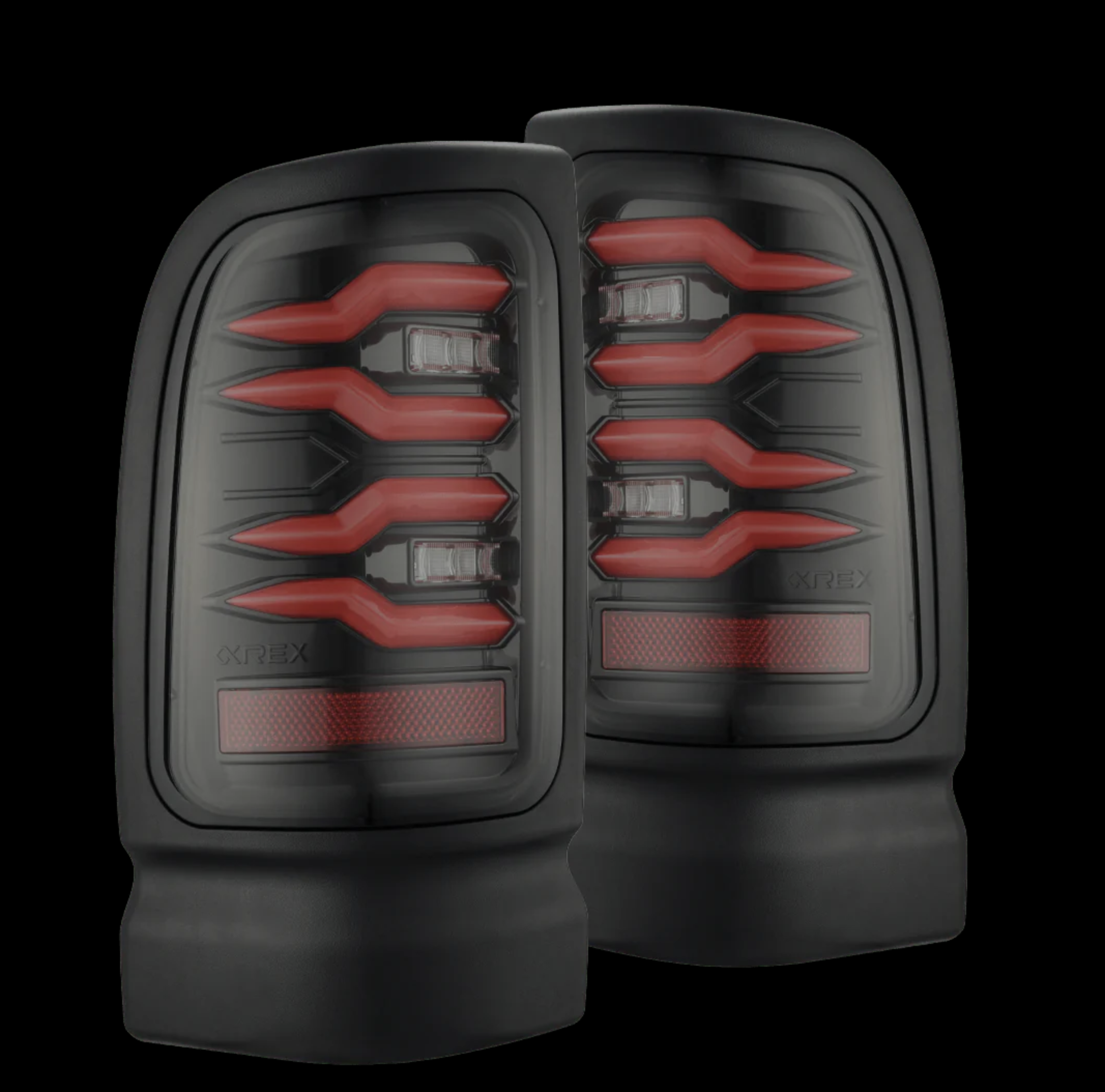 1994-2001 Dodge Ram AlphaRex LUXX LED Tail Lights Black Red