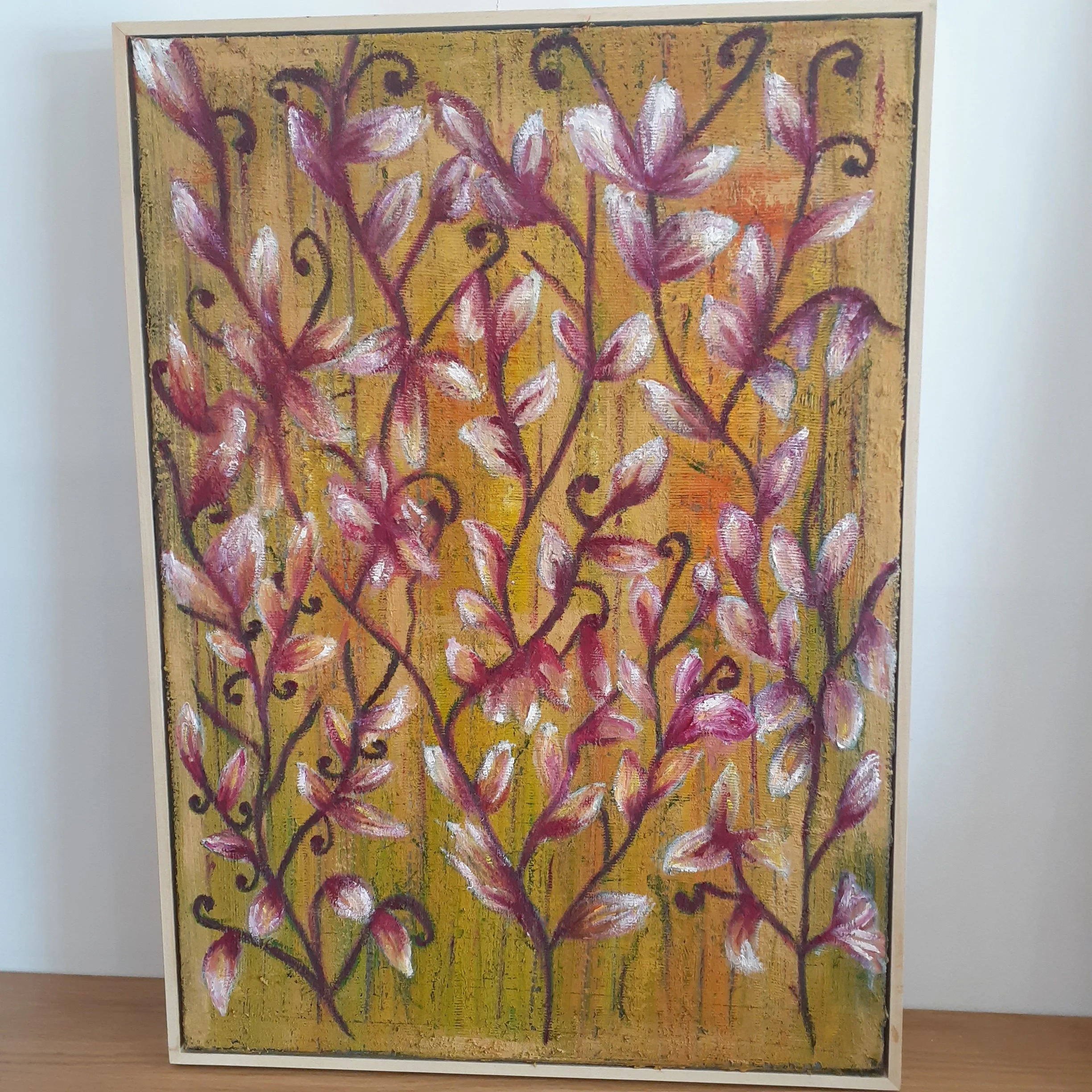 framed flower oil painting