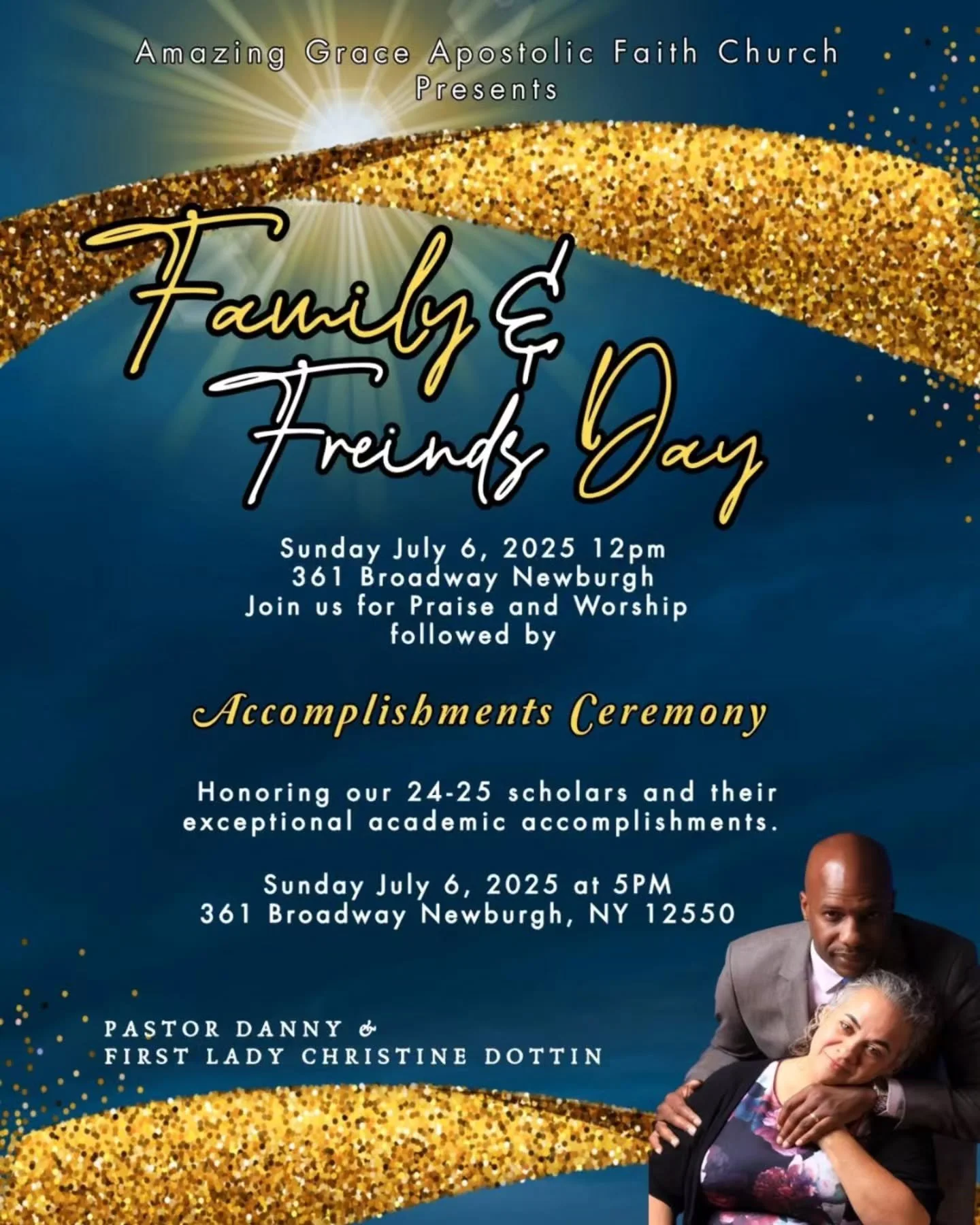 It's a Family and Friends Day Affair

Join us Sunday July 6th 12PM for 
Praise and Worship with your family and friends.... 

Come serve the Lord with gladness!!!! 

We look forward to seeing you!