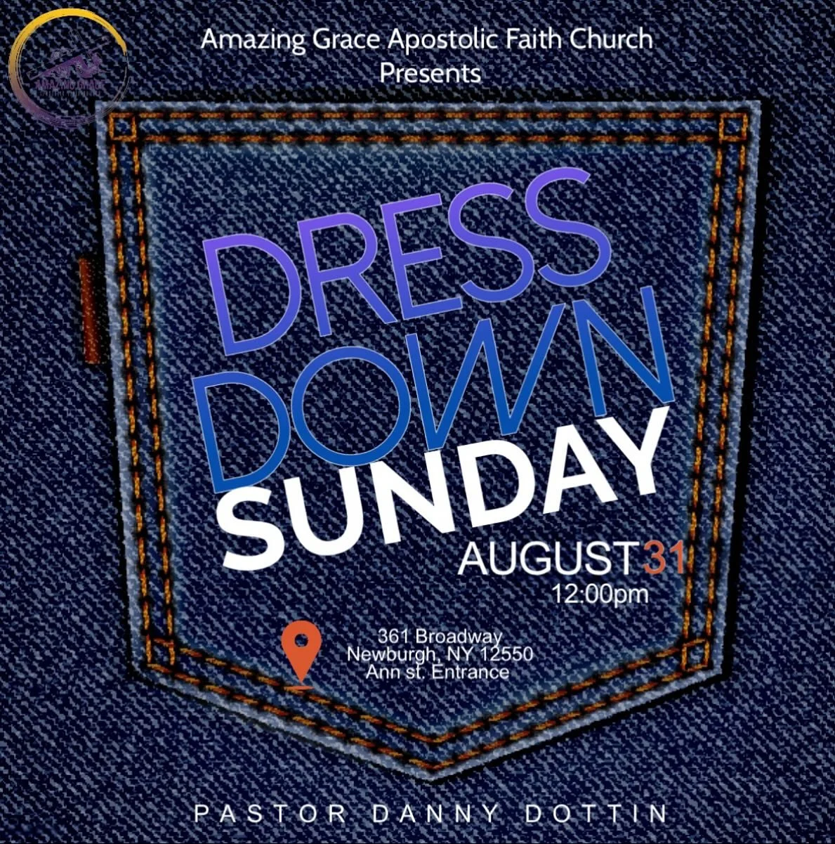Come out and join us this Sunday, Aug 31st for Dress Down Sunday!

 Hope to see you all there!

God Bless you all!