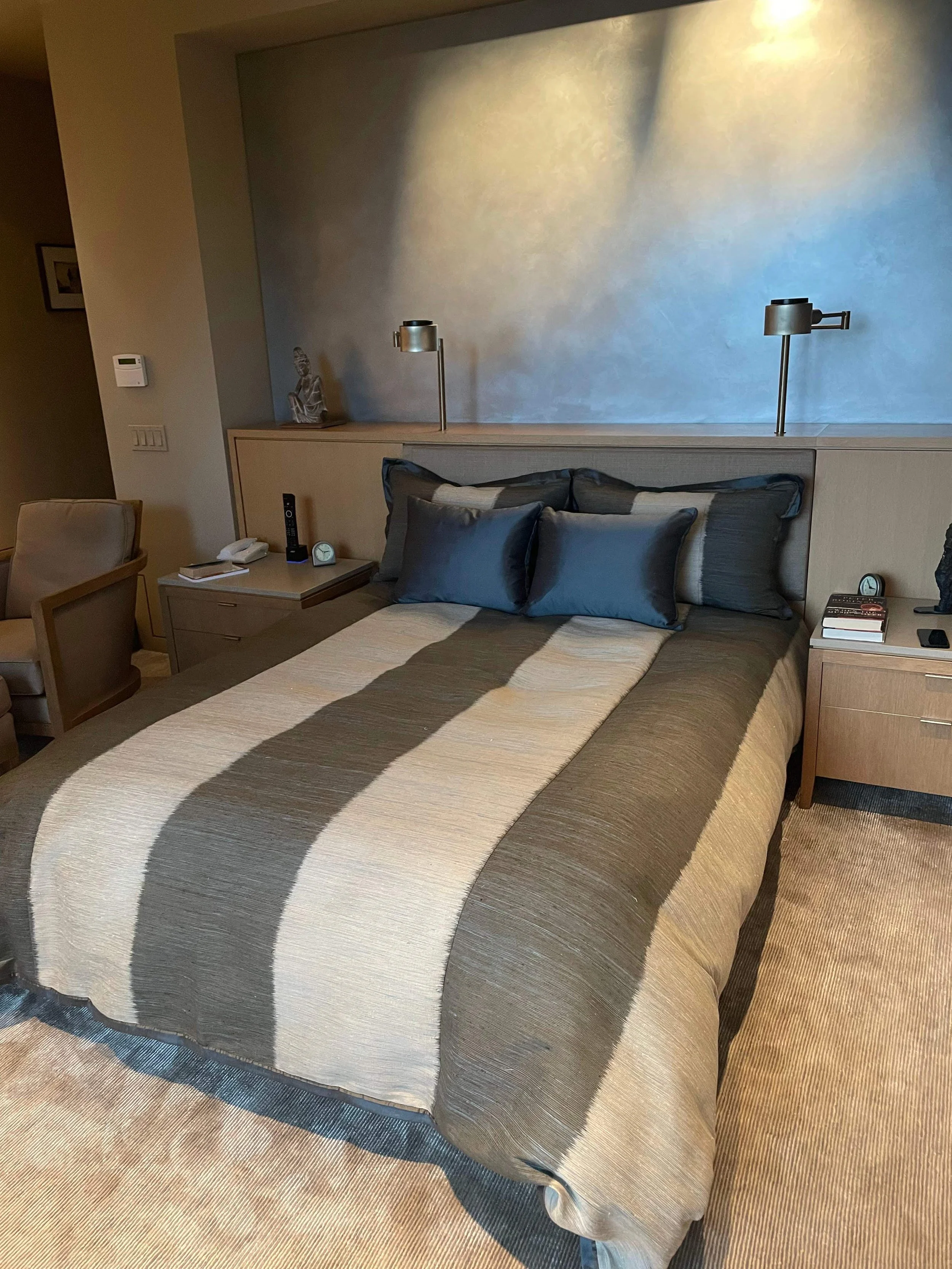 Striped bedding and shams