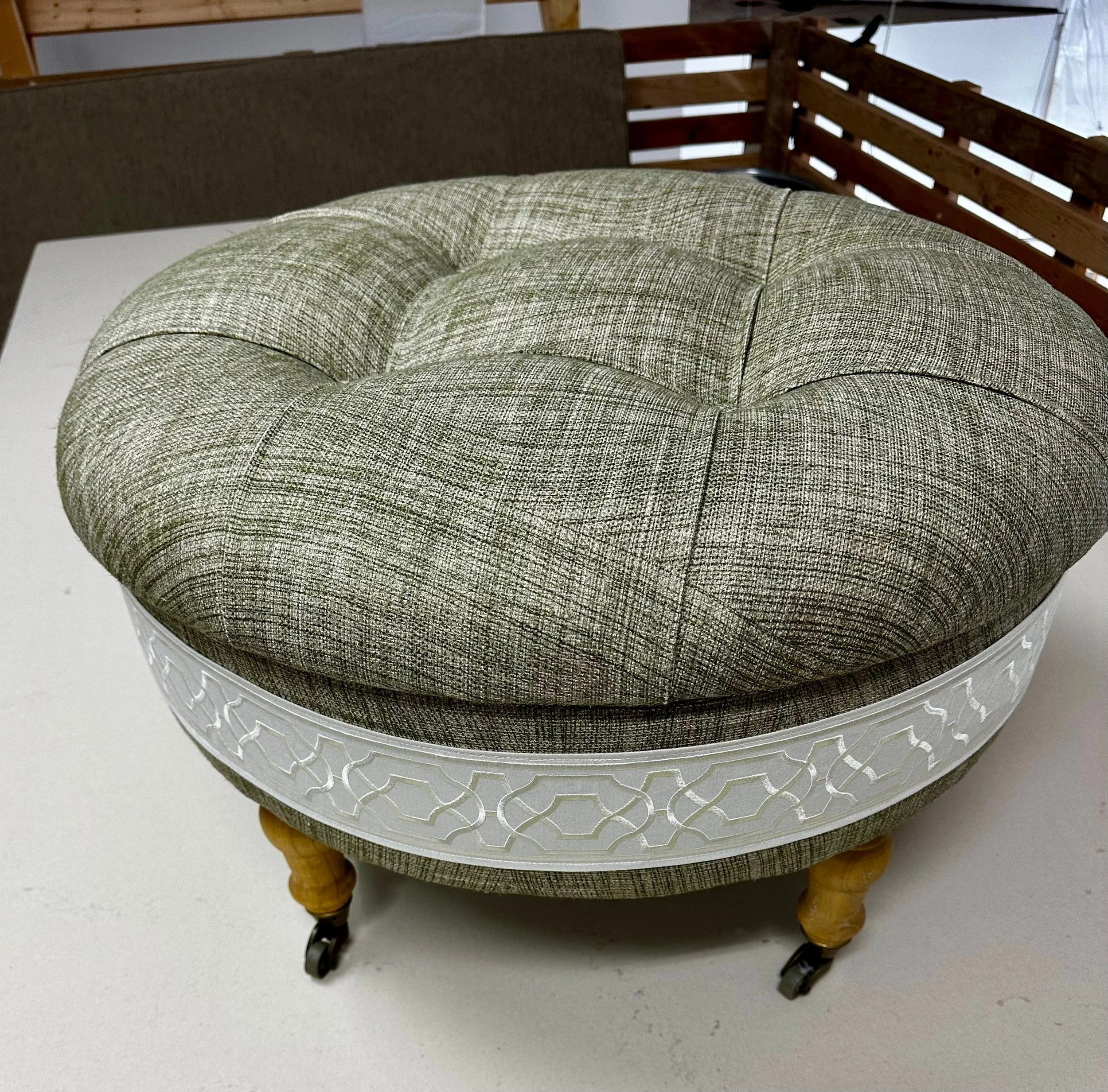 Ottoman with tape trim 