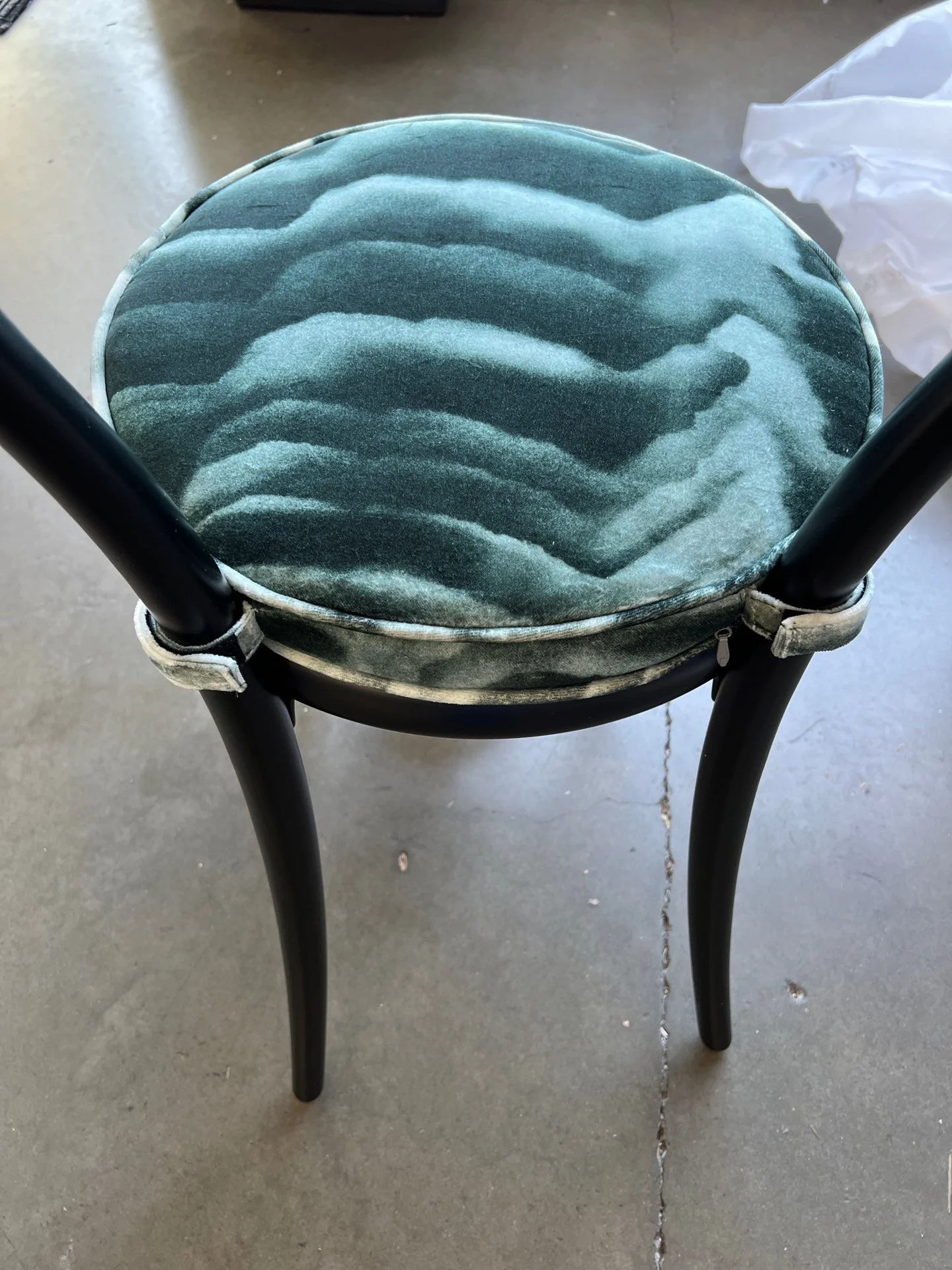 Chair seat with tiebacks from LP Studio workroom in Woodinville, WA