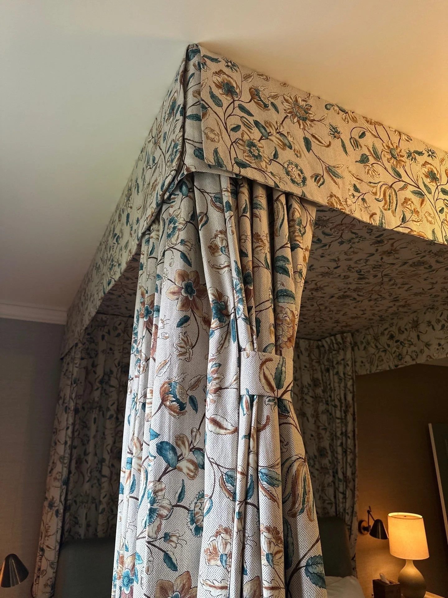 Tie back shown over bed canopy
