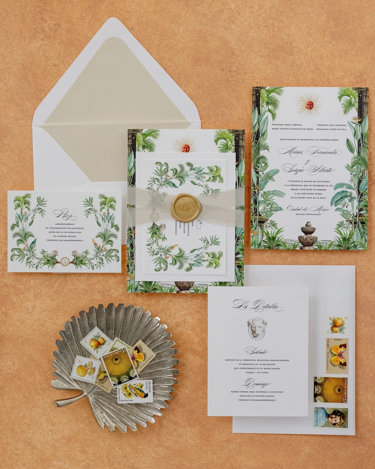 Wedding suite inspired by the venue 🌴🦁✨ stone columns, checkerboard floors, fountains, lion sculptures, and lush plants were used to hint at the setting for the wedding ceremony 🤍
-
#bespokestationery #weddingstationery #weddingstationerydesign #w