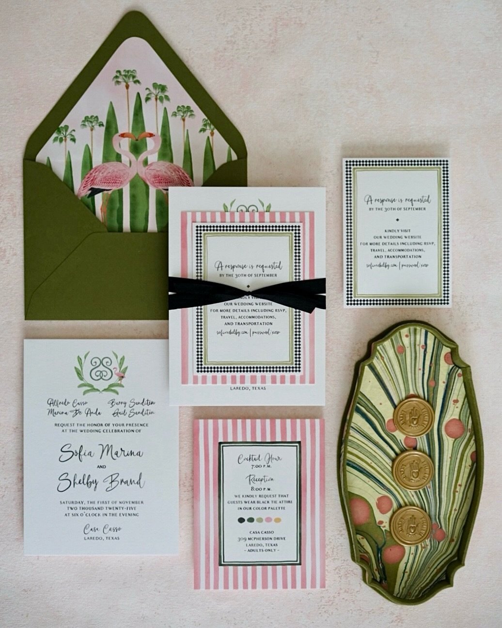 Wedding stationery for a bright, colorful, and elevated wedding 🦩💚✨

Wedding Invitation | Wedding Suite | Save the Date | Dinner Menu | Day Of Paper | Wedding Stationery | Luxury Wedding | Custom Illustration 

#weddingsuite #watercolorartwork #wed