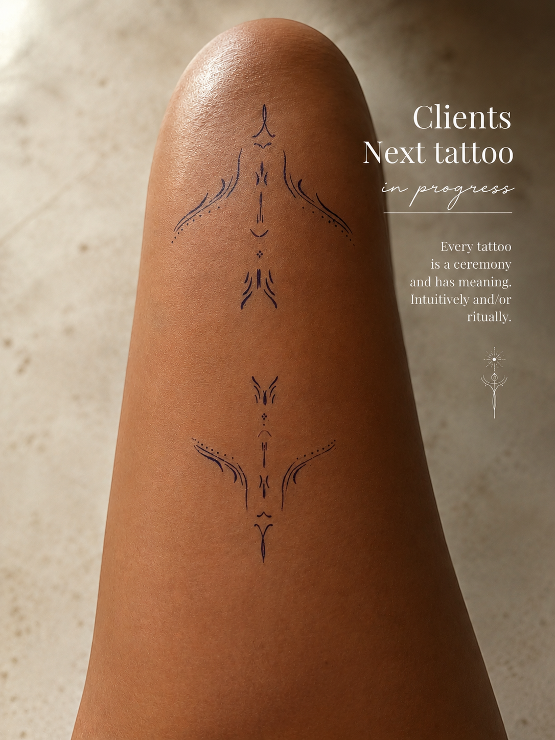 Fine line Handpoke tattoo created by Natalie Arachnani