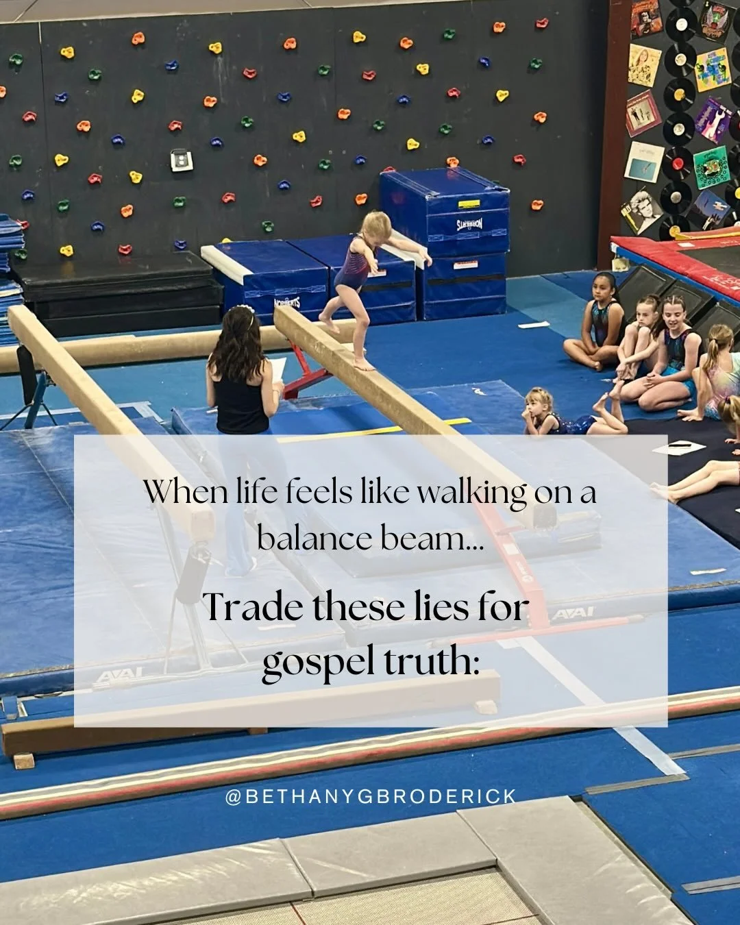 I watch my six-year-old daughter&rsquo;s calf muscles flex as she struggles to remain centered on the balance beam. She tilts to the left, then back to the right, before taking her final trip down the beam in tiny hops.

I clap for her, but my chest 