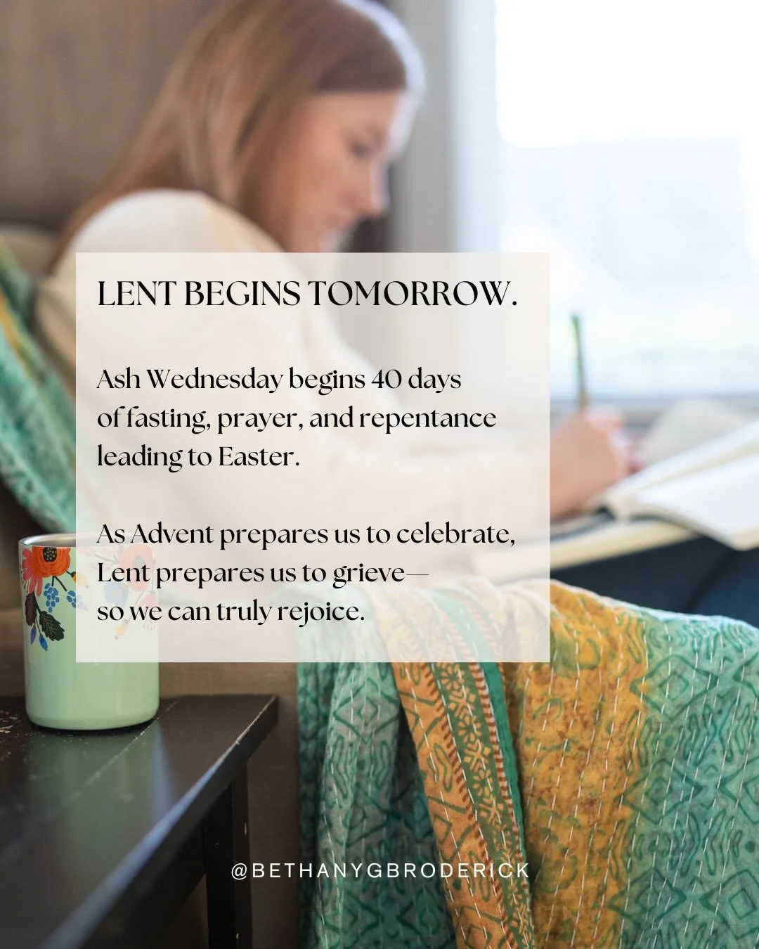 I began thinking ahead to the Lent and Easter season this year, I took a look at my calendar &mdash; homeschooling, ministry, birthdays, taxes &mdash; I found myself thinking, This is not the season to fast.

And that&rsquo;s when I realized&hellip; 