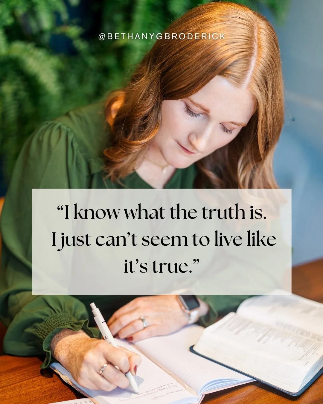 I sat in a circle of women sharing our struggles and doubts when one friend finally said what we were all feeling.
&nbsp;
&ldquo;I know what the truth is. I just can&rsquo;t seem to live like it&rsquo;s true.&rdquo;
&nbsp;
Every head nodded.
&nbsp;
W