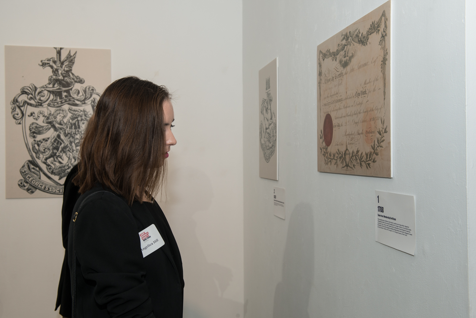  A guest viewing the Society's oldest artifact. 
