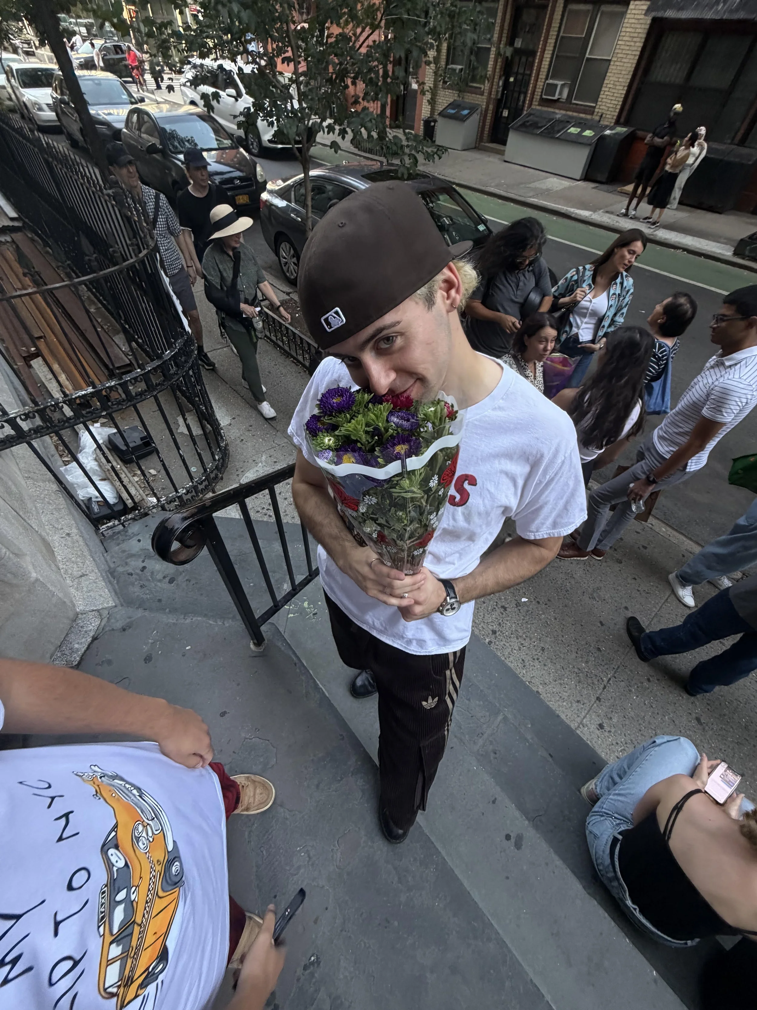 A well-deserved bouquet! Ronan celebrating after a fantastic performance of Snazzy.