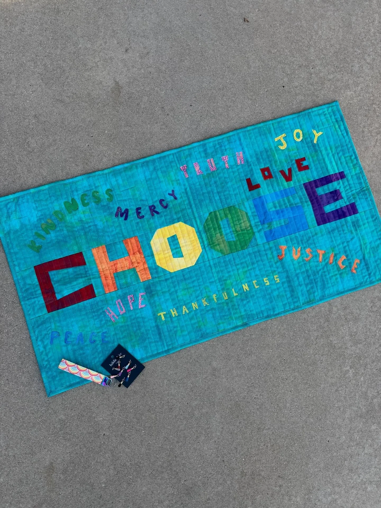 Reposting my #goodtroubleswap2025 quilt made by @wiresparkjq 
It&rsquo;s a handy little list of all the things to choose: justice, mercy, truth, hope, kindness, joy, love, and thankfulness. 
I&rsquo;m going to do my best to choose - and spread - all 