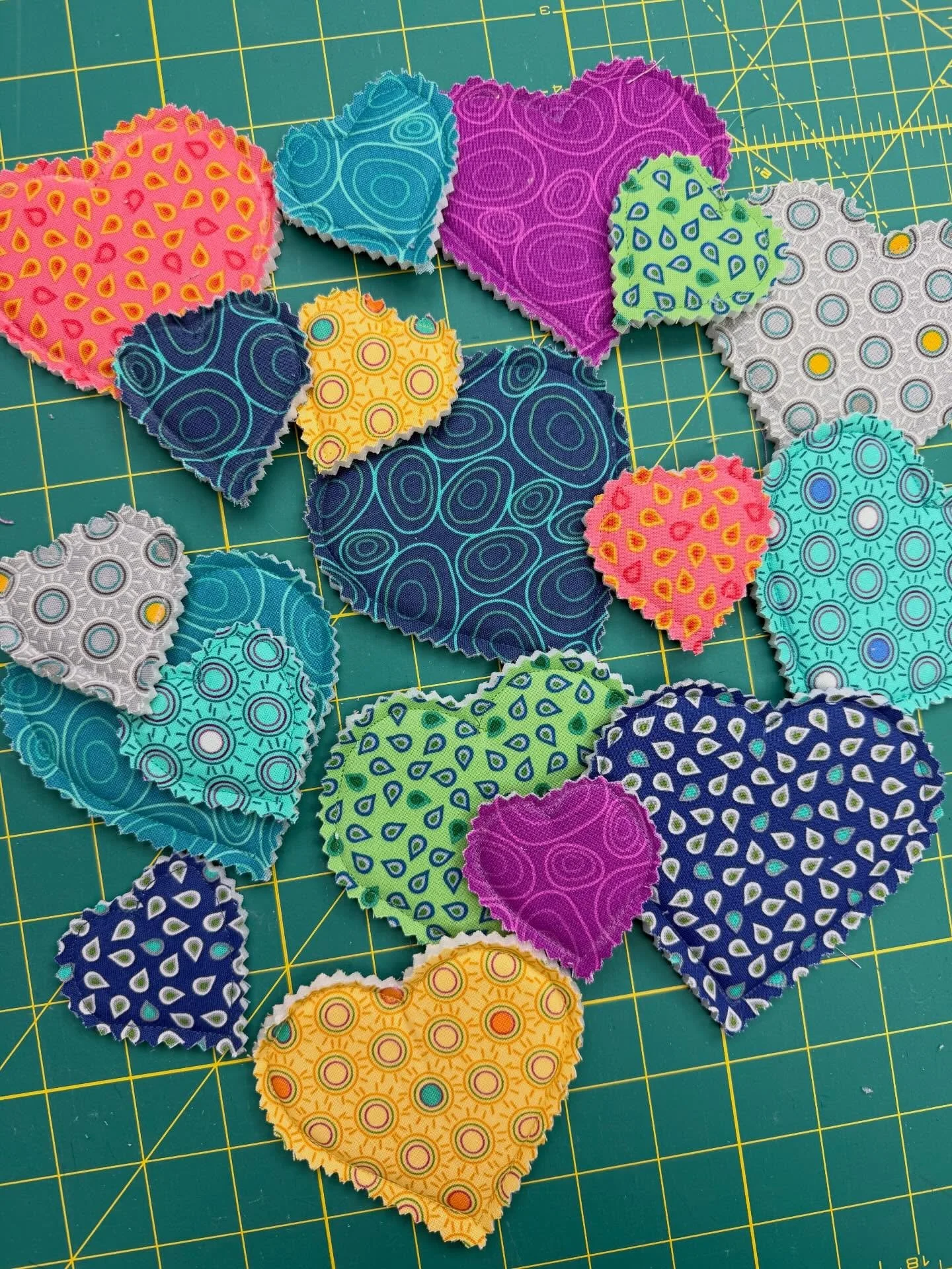 Join me tonight, 1/28, in the Thermoweb Craft Room on FB for Heart-apalooza! 
I&rsquo;ll be sharing how to make these colorful hearts using my Nature Unfiltered fabric and a couple brand new products from Thermoweb! 
Turn the hearts into a 3-D pillow