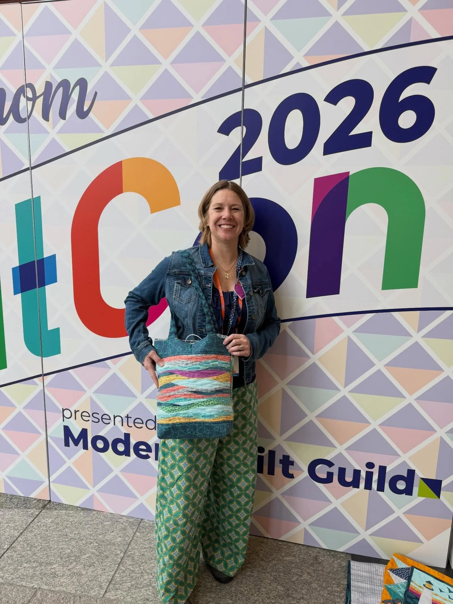 If you&rsquo;re looking for me at QuiltCon, I&rsquo;m the one in the green star pants using my Nature Unfiltered fabric.
I will be hanging out near the Benartex booth (607) and doing some Be the Light (house) mini quilt demos using fusible appliqu&ea