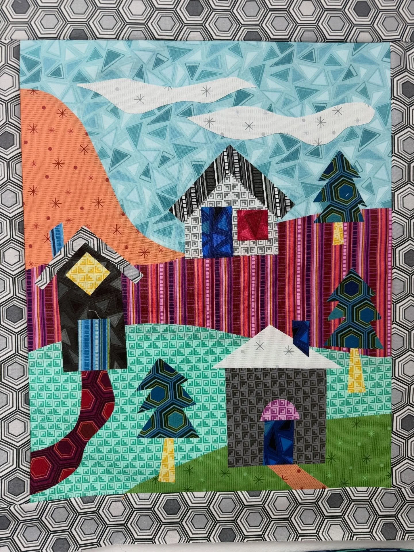 On this weekend&rsquo;s to-do list:
☑️ 2 soccer games 
☑️ 1 track meet 
☑️ Machine quilting this trio: A Place to Call Home - made with my upcoming fabric line, Refresh
Watch for the fabric and pattern this summer! 
#refreshfabric #benartexfabrics #n