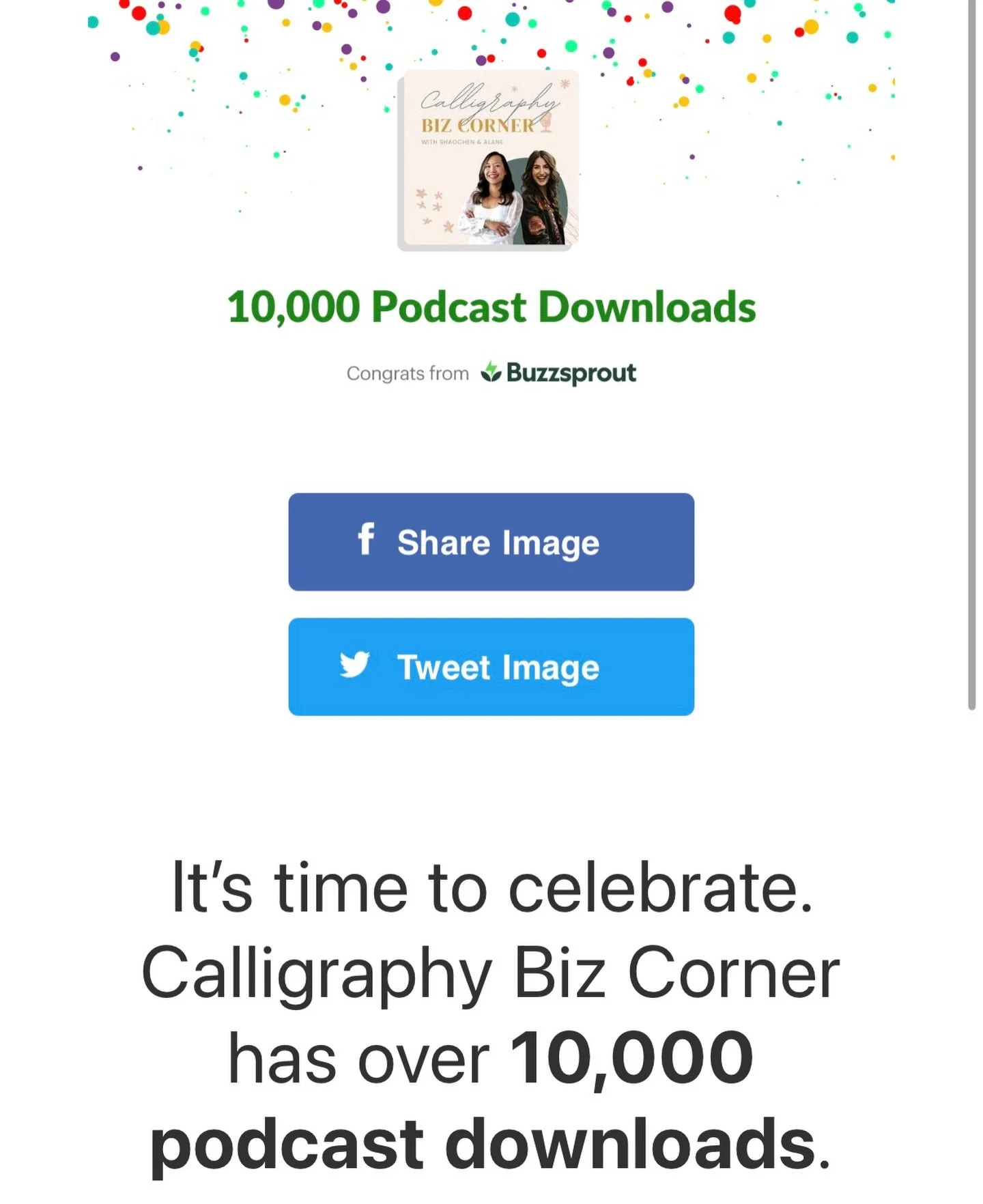 Hi friends! Calligraphy Biz Corner hit 10,000 downloads last month and we can&rsquo;t thank you enough for all the support, even as our show has been on hiatus! 

We see you out there listening (and re-listening) to episodes, and we appreciate your p