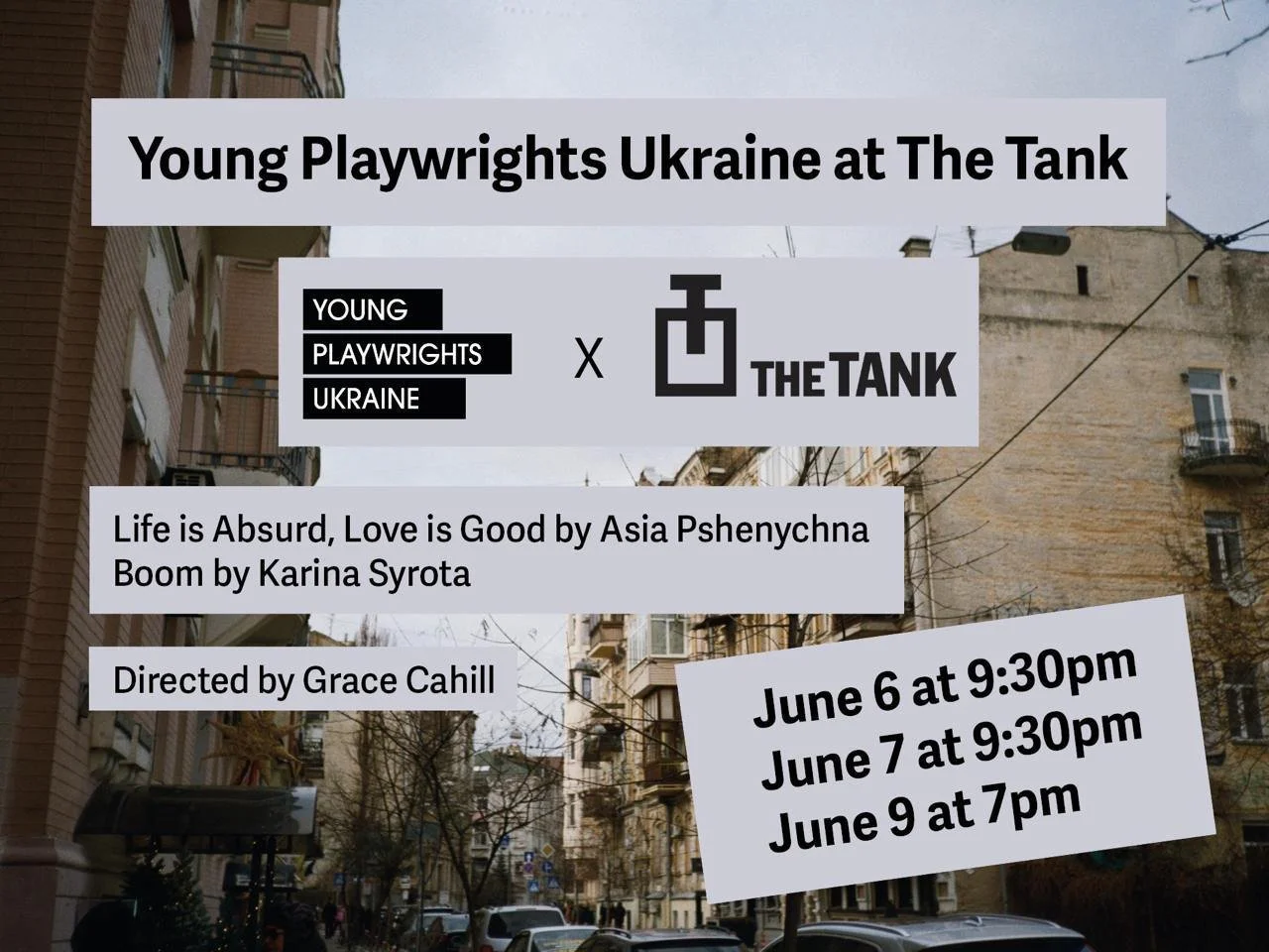 Flyer for Young Playwrights Ukraine @ The Tank