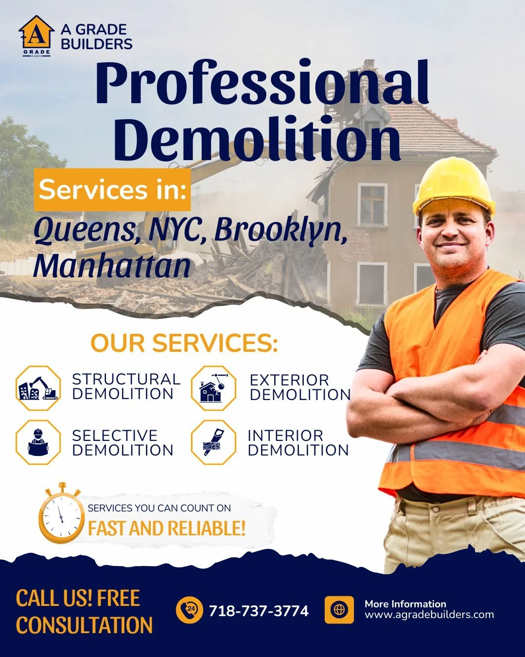 Ready to clear the way for your next project? 

Whether you&rsquo;re planning a renovation, expansion, or complete rebuild, our experienced team ensures smooth, controlled demolition with minimal disruption and maximum safety. 🚧

CALL NOW: 📱 (718) 
