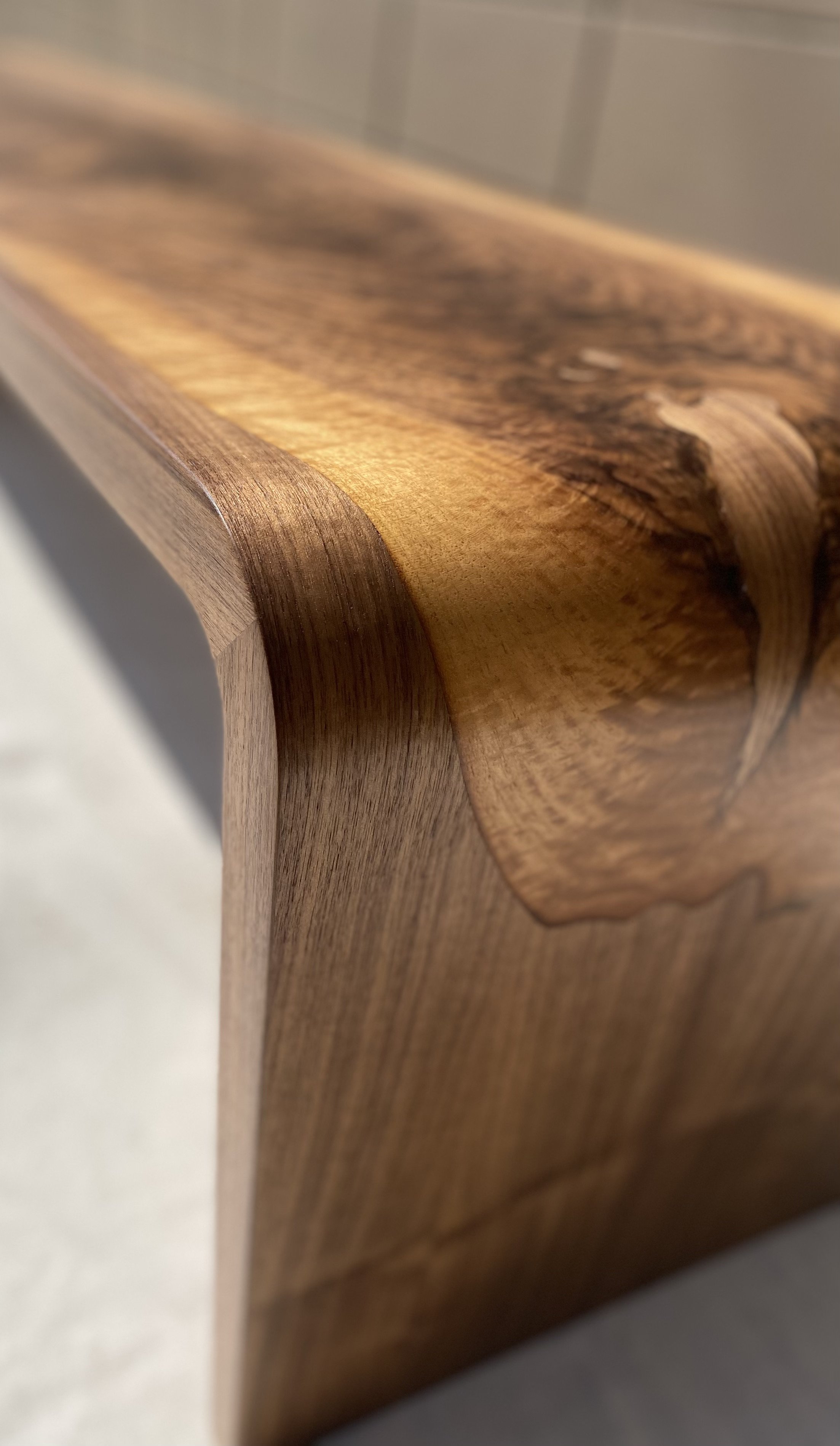 Walnut Root Bench, Mid Century Modern Series, 2023. SOLD