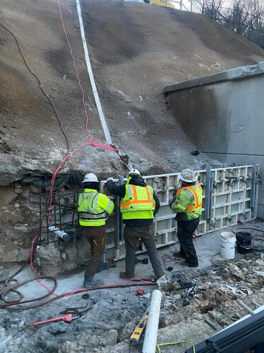 Framework and Slope Drain Install