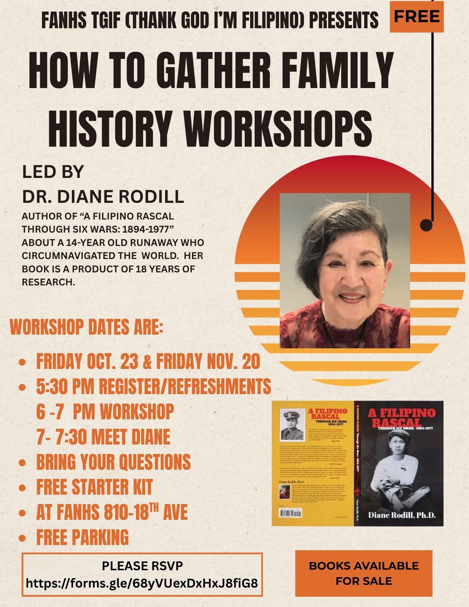 TGIF (Thank God I'm Filipino) event FANHS: How to Gather Family History Workshops