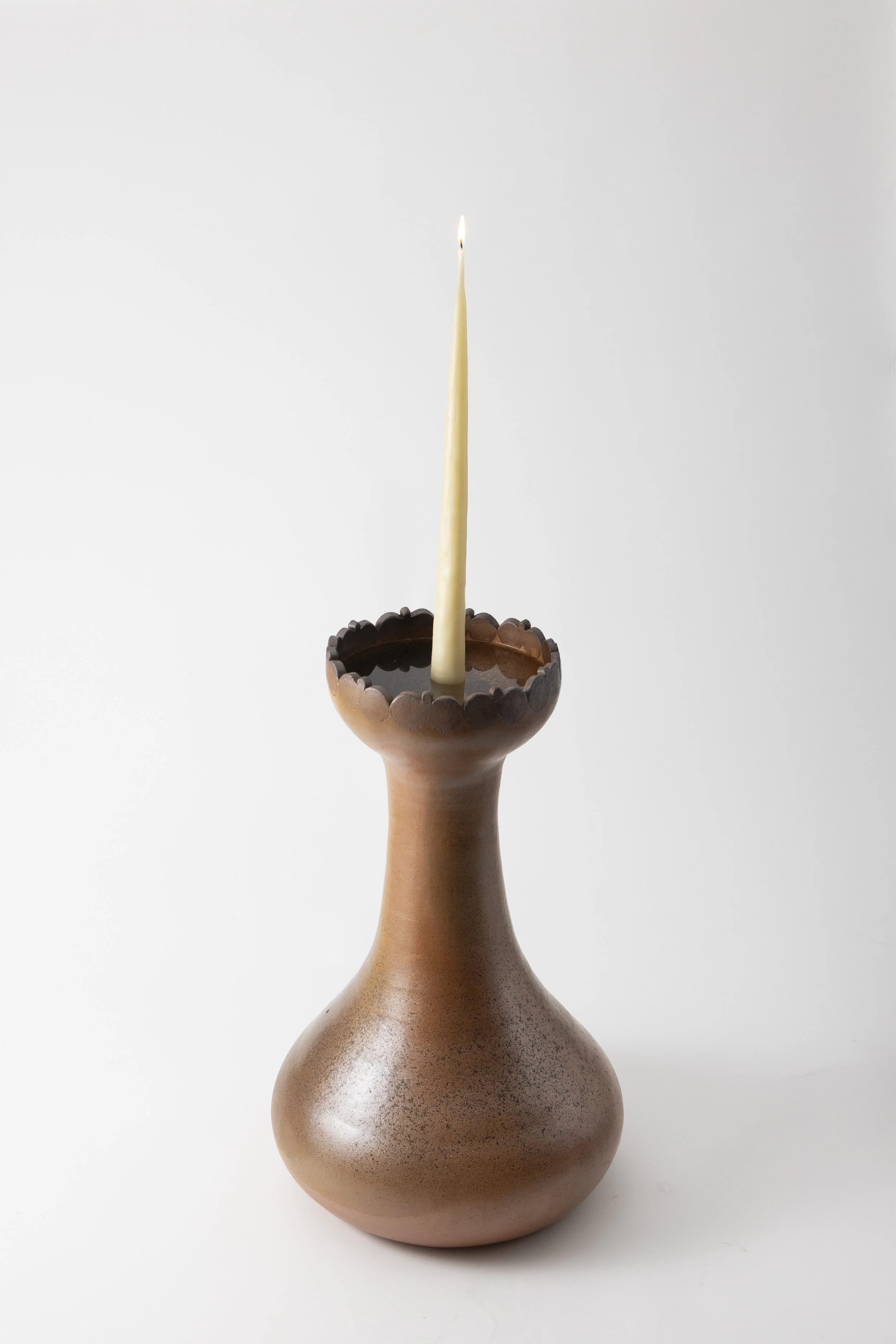 Rite of Return: soda fired stoneware, water, beeswax candle, 2025