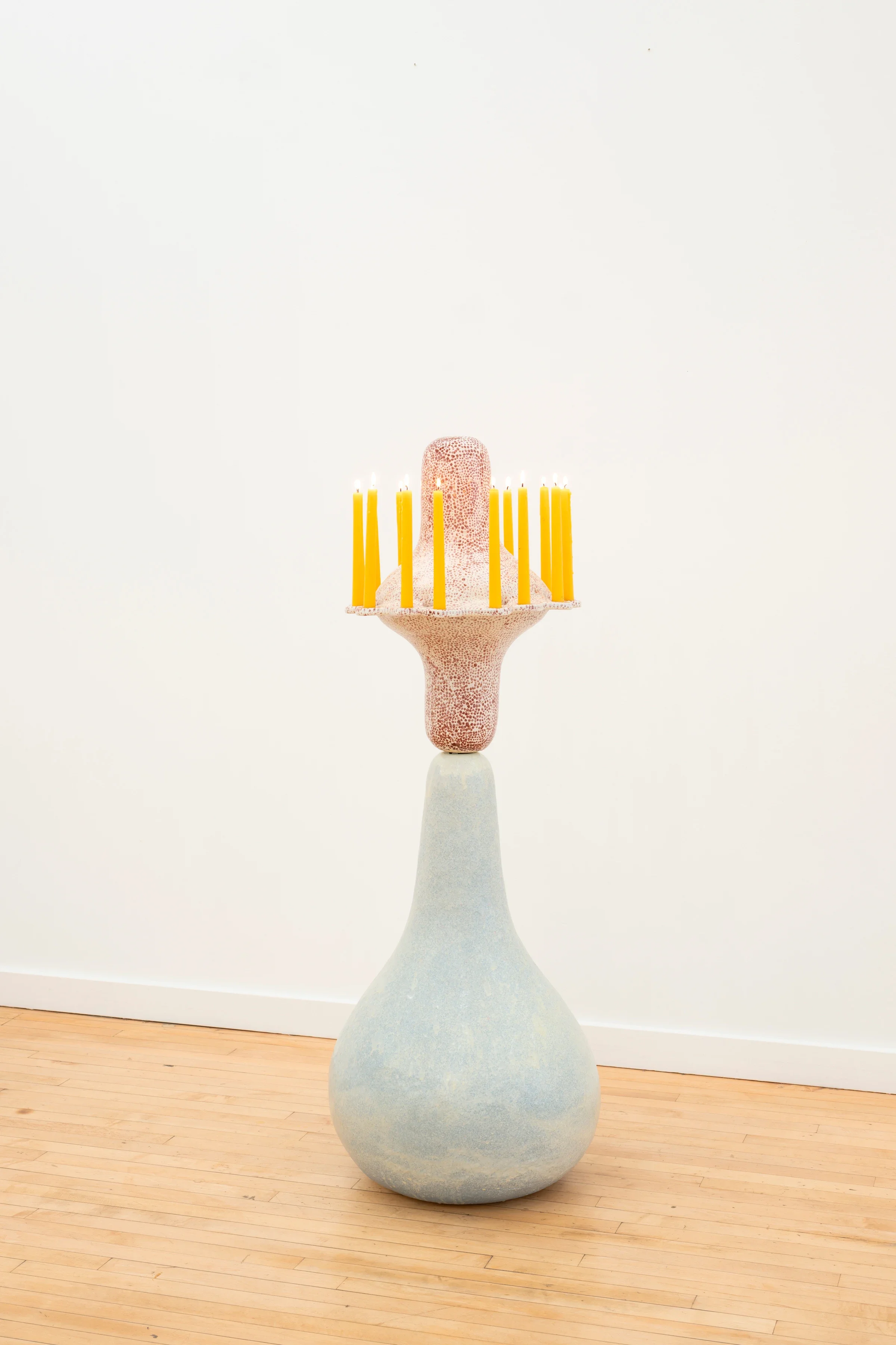 no longer, not yet: glazed stoneware, beeswax candle tapers, 2025