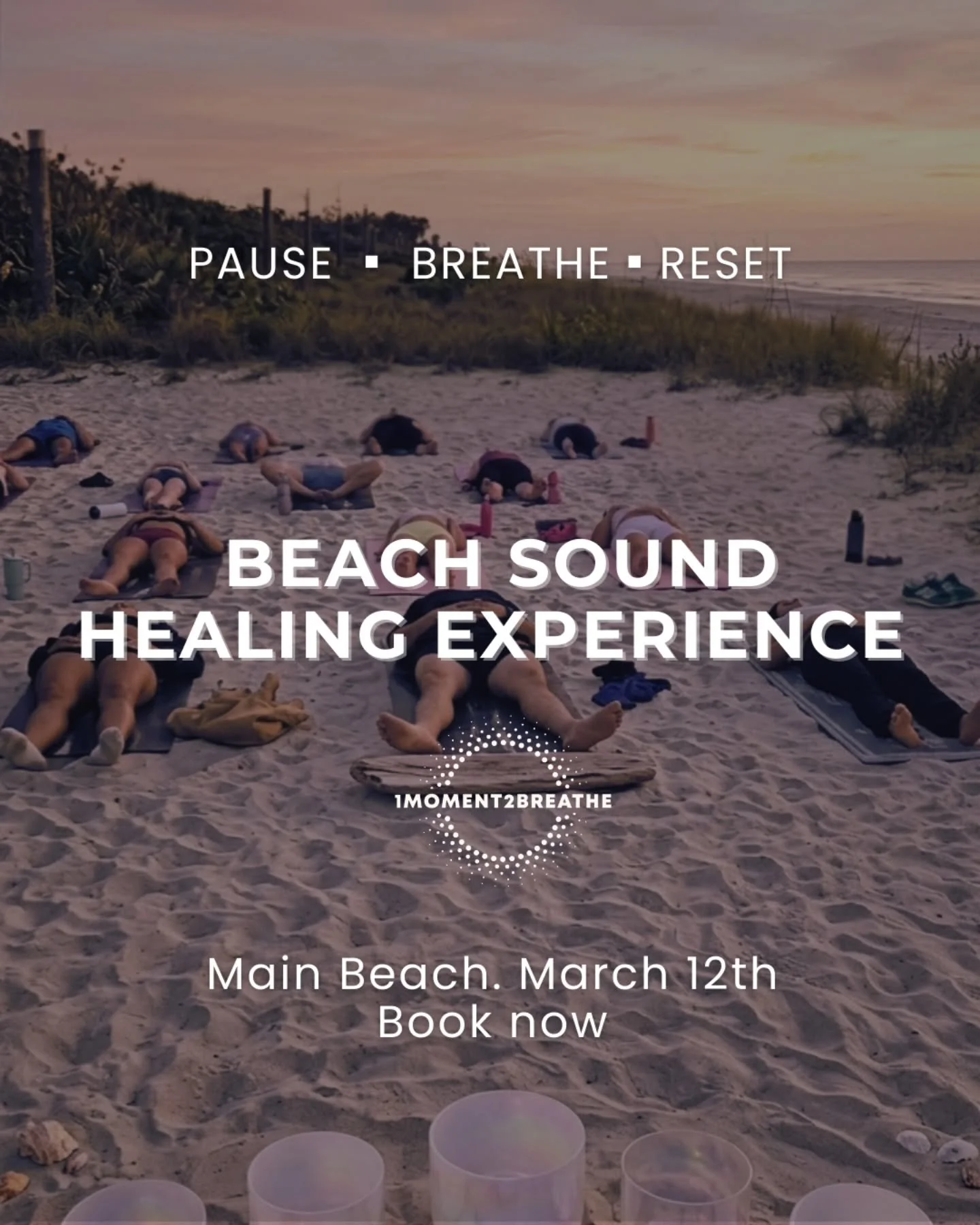 Pause. Breathe. Reset.

Next 12th of March, we gather at sunset for a gentle beach experience designed to calm your nervous system and bring you back to yourself.
Imagine the sound of the ocean&hellip;
your breath slowing down&hellip;
crystal and tib