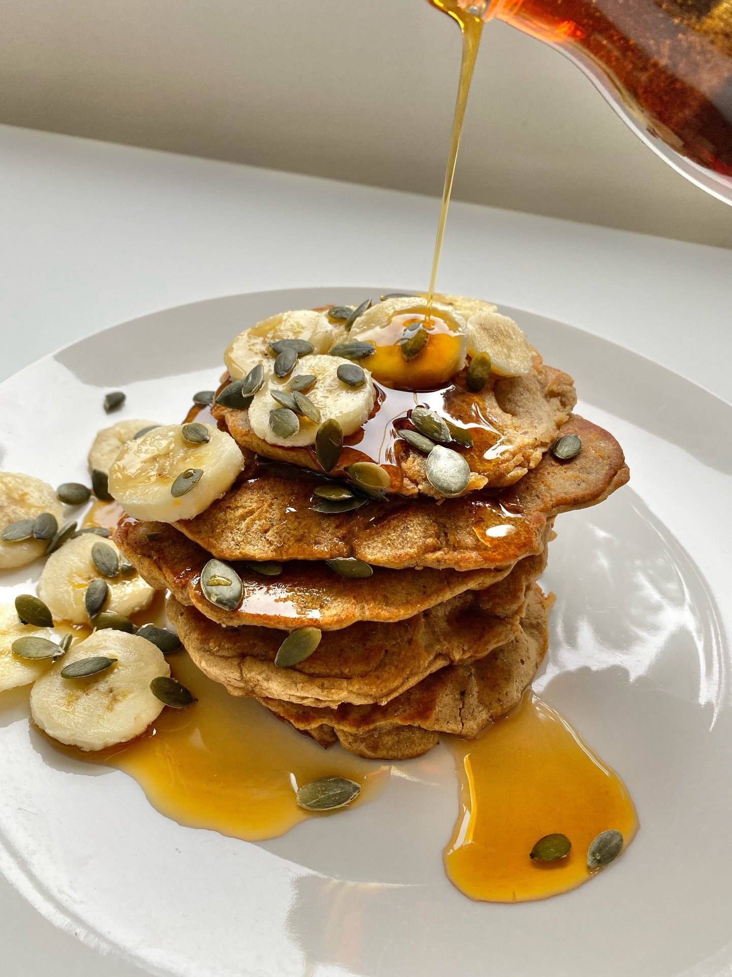 Sweet potato pancakes 

In light of Pancake Tuesday I&rsquo;m sharing one of my old recipes! I love this recipe because it uses left over roasted veggies from the night before. It&rsquo;s vegan using flaxseed or banana . Or make it vegetarian using e