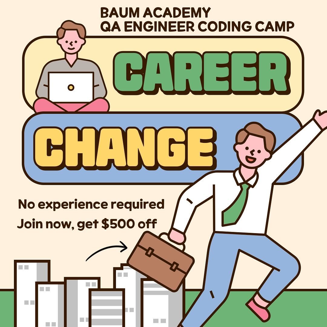 Refer and get paid! Learn to be the first one to test Websites and new Software! Start your career as a Quality Assurance Tester and learn how to code. Visit our profile to learn more. 

#BaumAcademy #배움아카데미 #coding #bootcamp #qa #sdet #버지니아 #센터빌