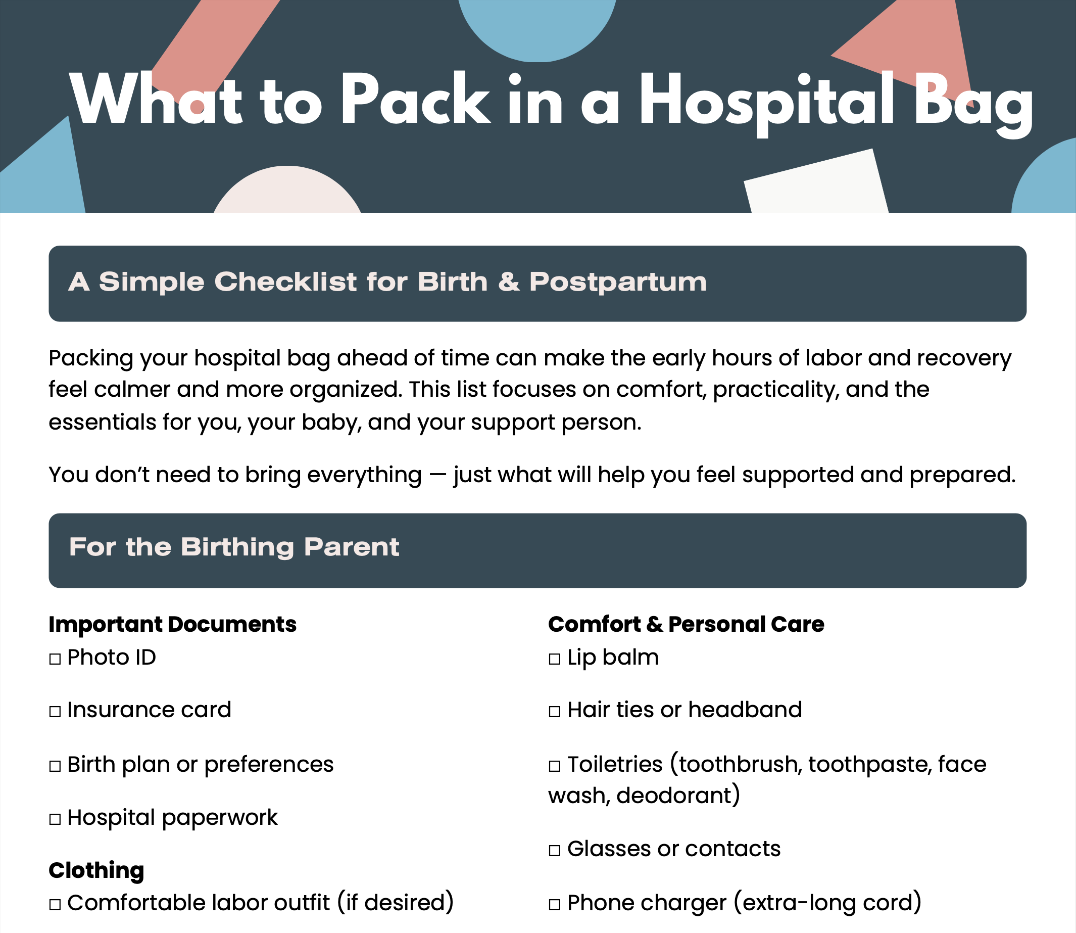 What to Pack in Your Hospital Bag