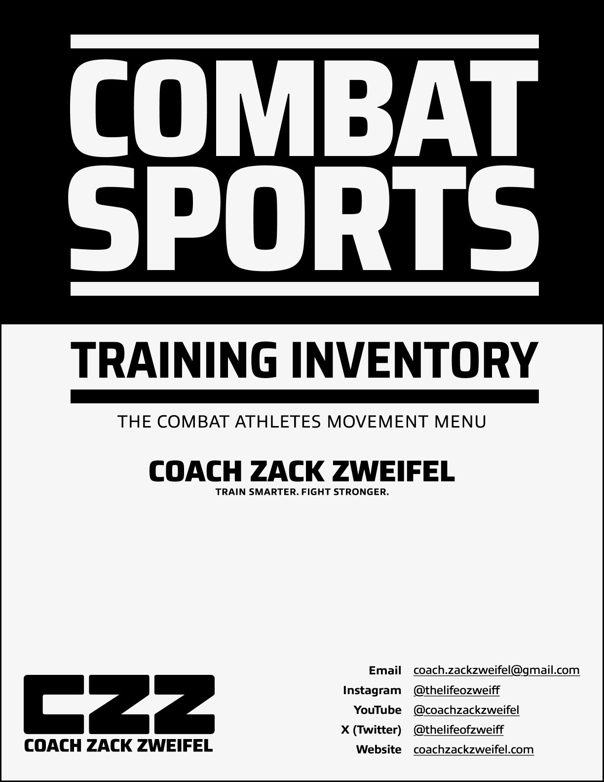 Combat Sports Training Inventory PDF pamphlet