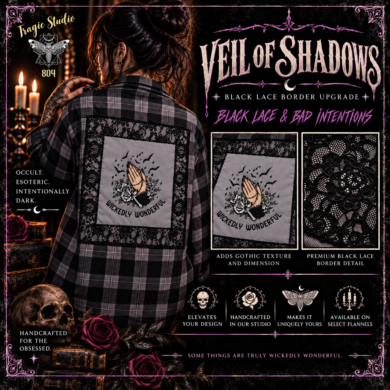 🕸️ VEIL OF SHADOWS — Black Lace Border Upgrade
