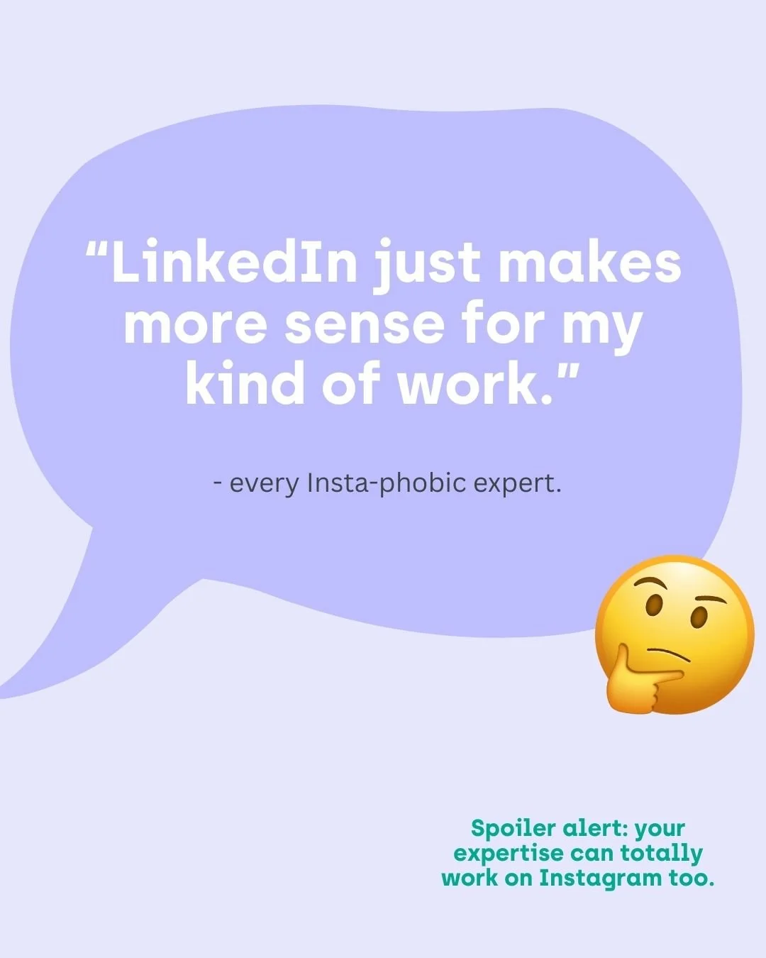 I hear it all the time: &ldquo;LinkedIn just feels more natural for me&hellip;&rdquo;

Sure, LinkedIn has that professional vibe but the same ideas can totally work on Instagram too. You just need to play by IG&rsquo;s rules:

✨ Swipeable carousel: B