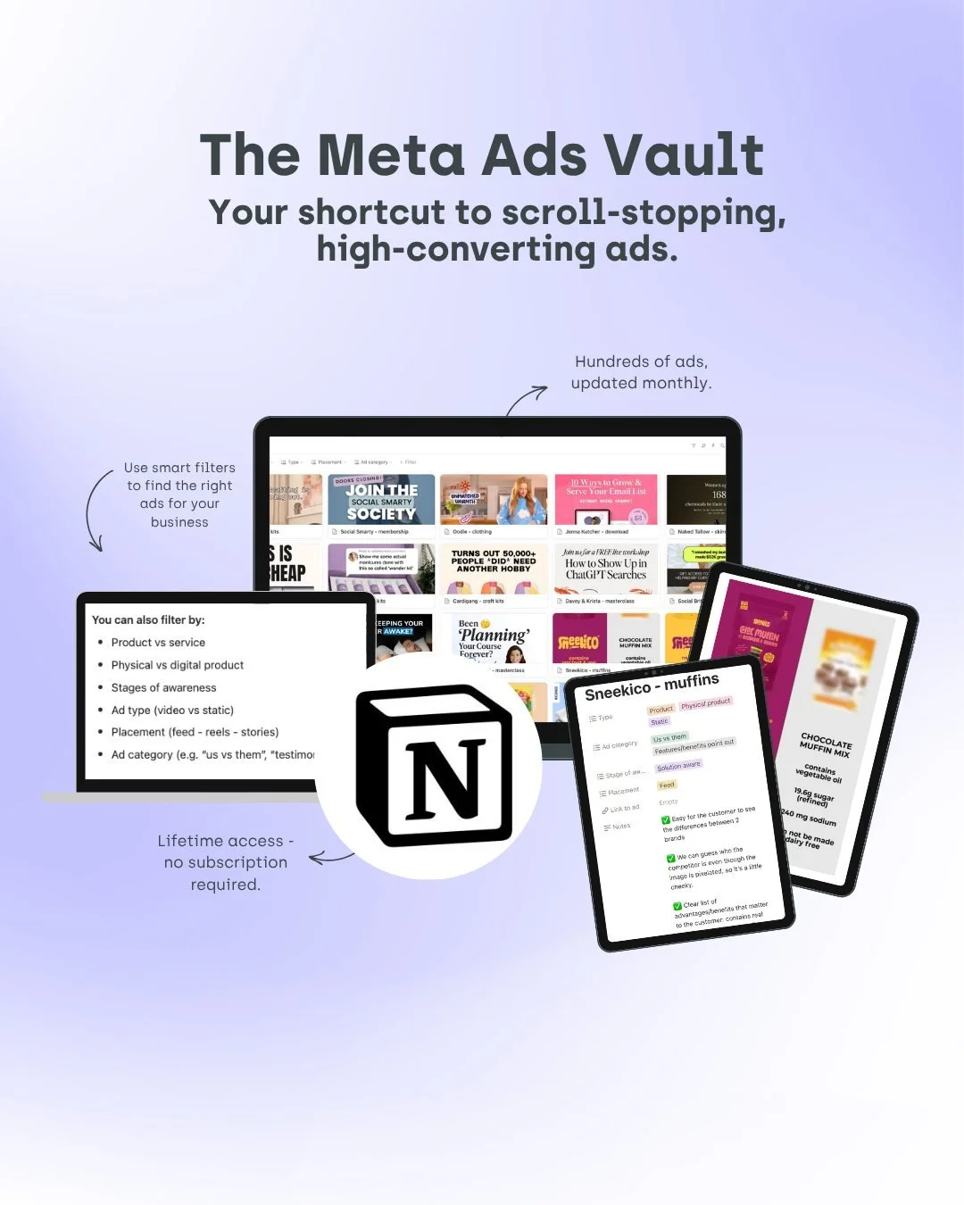 Some secrets shouldn't be locked away...

After years of collecting and analysing hundreds of Meta ads, I&rsquo;m finally opening The Meta Ads Vault - a Notion board packed with real ads spotted in the wild, plus my professional breakdown of why they