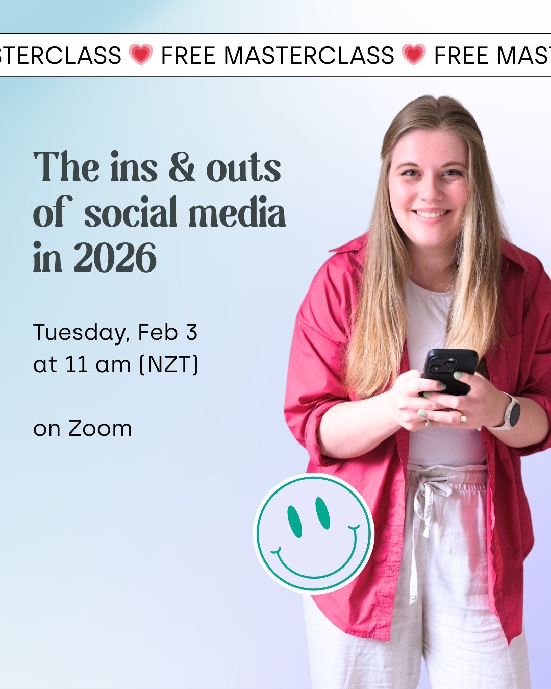 Social media moves fast.
 
And if you&rsquo;re still using 2020 strategies in 2026&hellip; well, let&rsquo;s just say your time could be better spent 😬

👉🏼 Sign up for my free masterclass and discover what ACTUALLY works on social media right now.