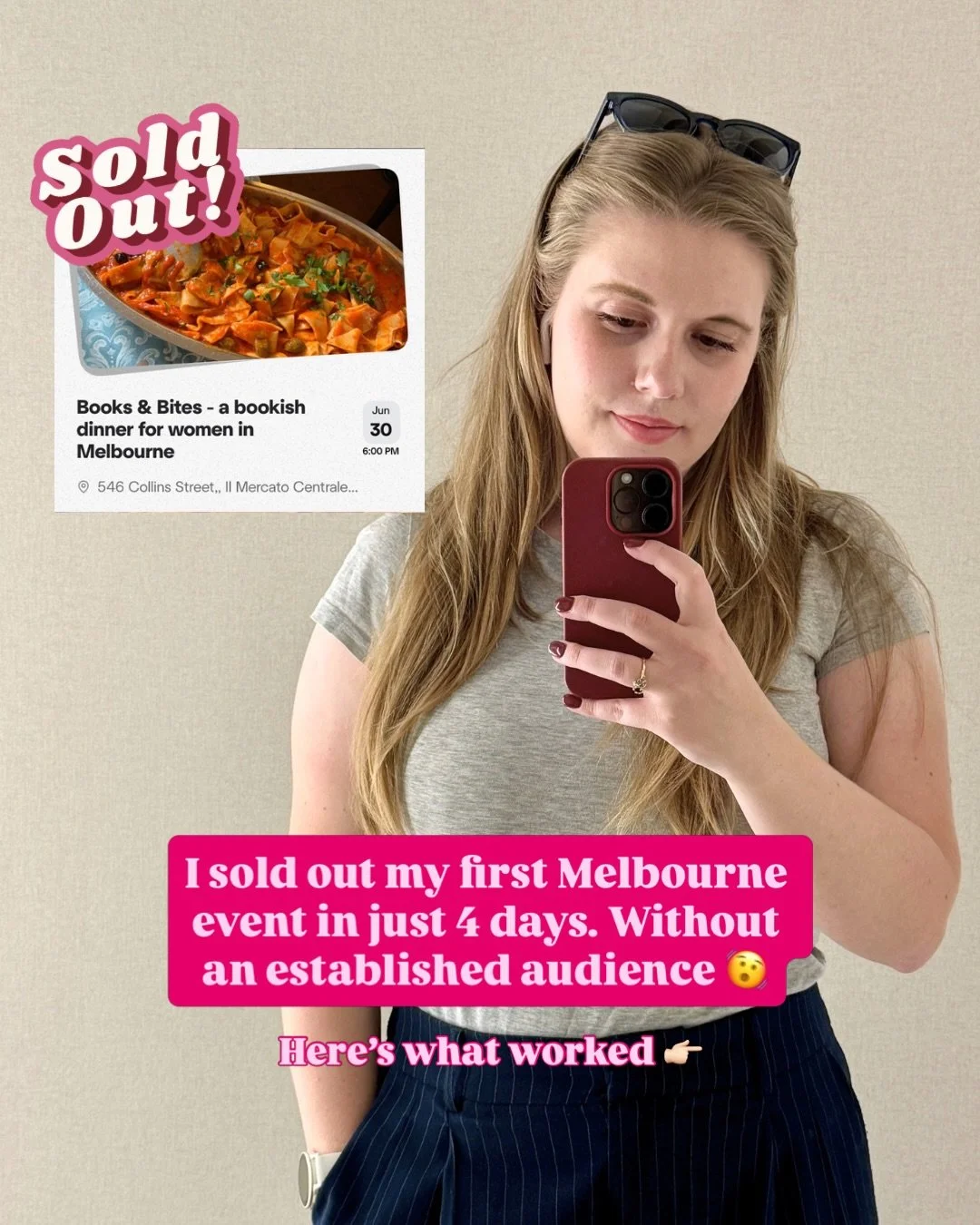 New city, small audience, one post &mdash; sold out in 4 days 🤯

I had no idea how this first event launch for @getbusywithbooks would go, but these 3 things are what actually worked 👉🏻

And if you want to learn how to get your own press coverage 