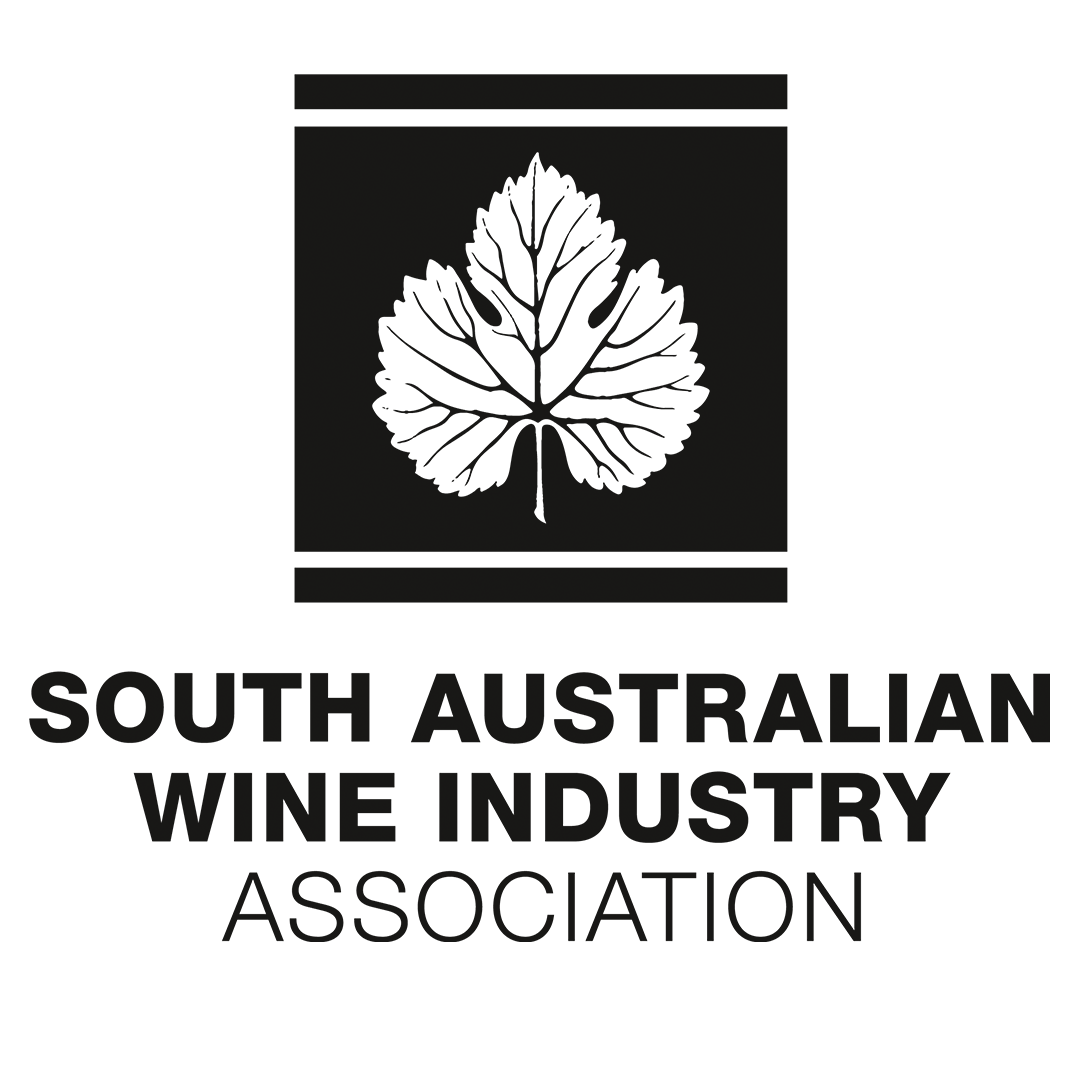 South Australian Wine Industry logo with a black and white grape leaf