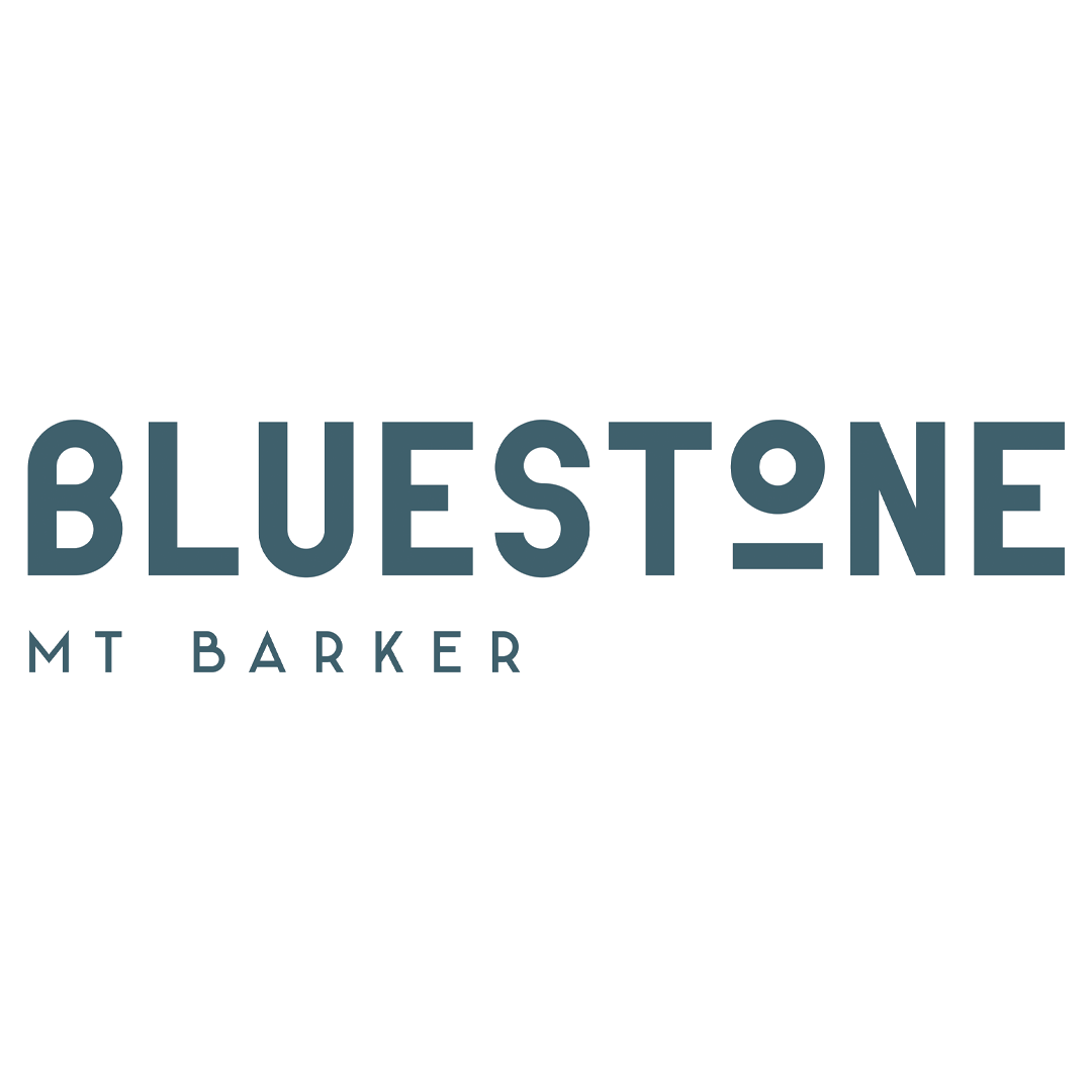 BLUESTONE MT BARKER logo with a mountain silhouette above the text