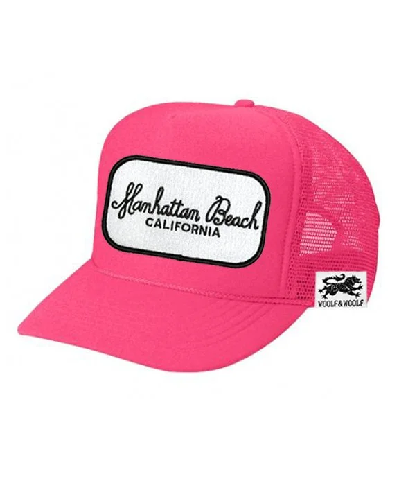 Manhattan Beach Trucker Hat Neon Pink