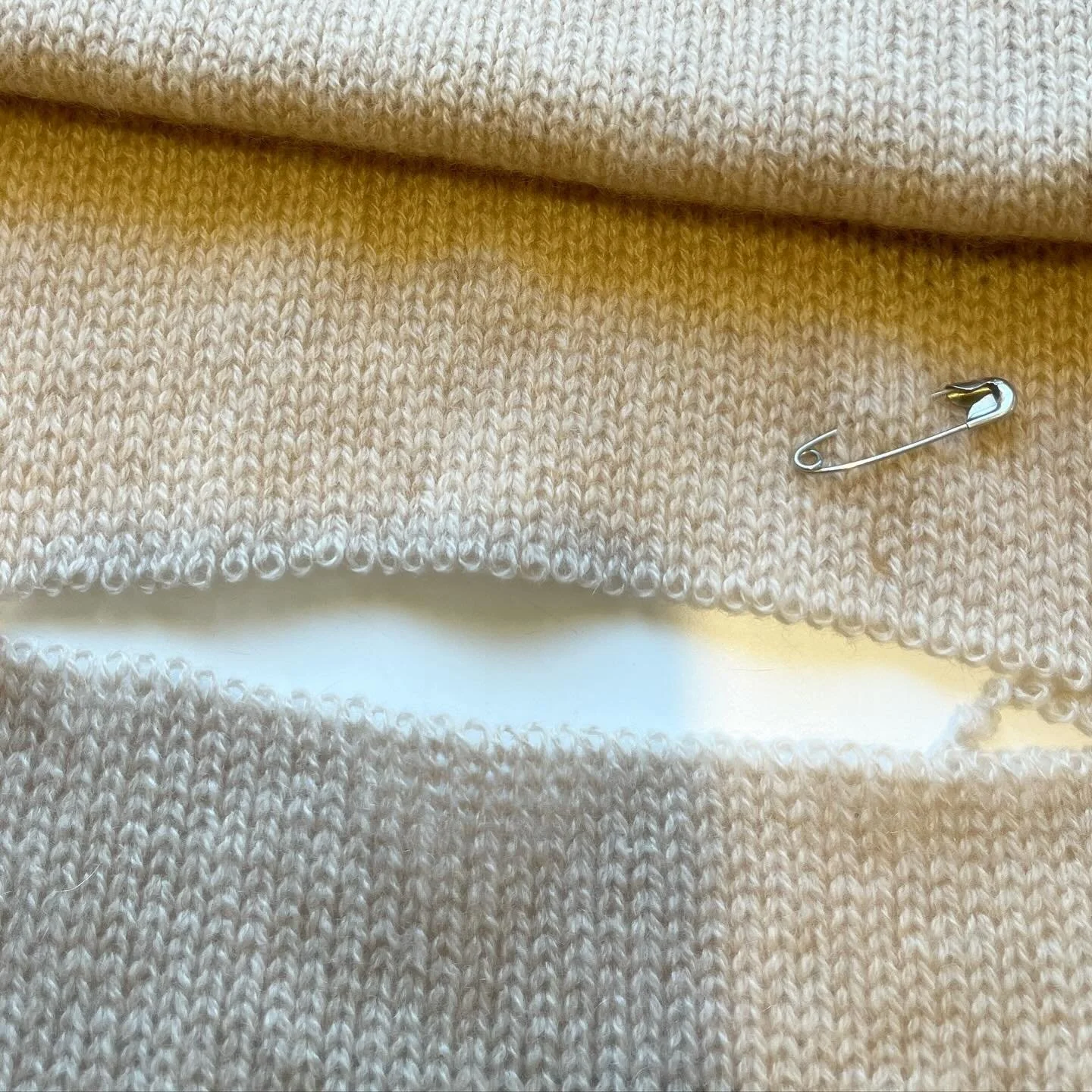 Do you know what grafting is? When a #cashmere scarf is severely damaged or has a long pull, instead of doing a large mending which is visible, we can graft the fabric back invisibly. 
Can you see where it was mended?
DM for a quote 
.
.
#falconeri 
