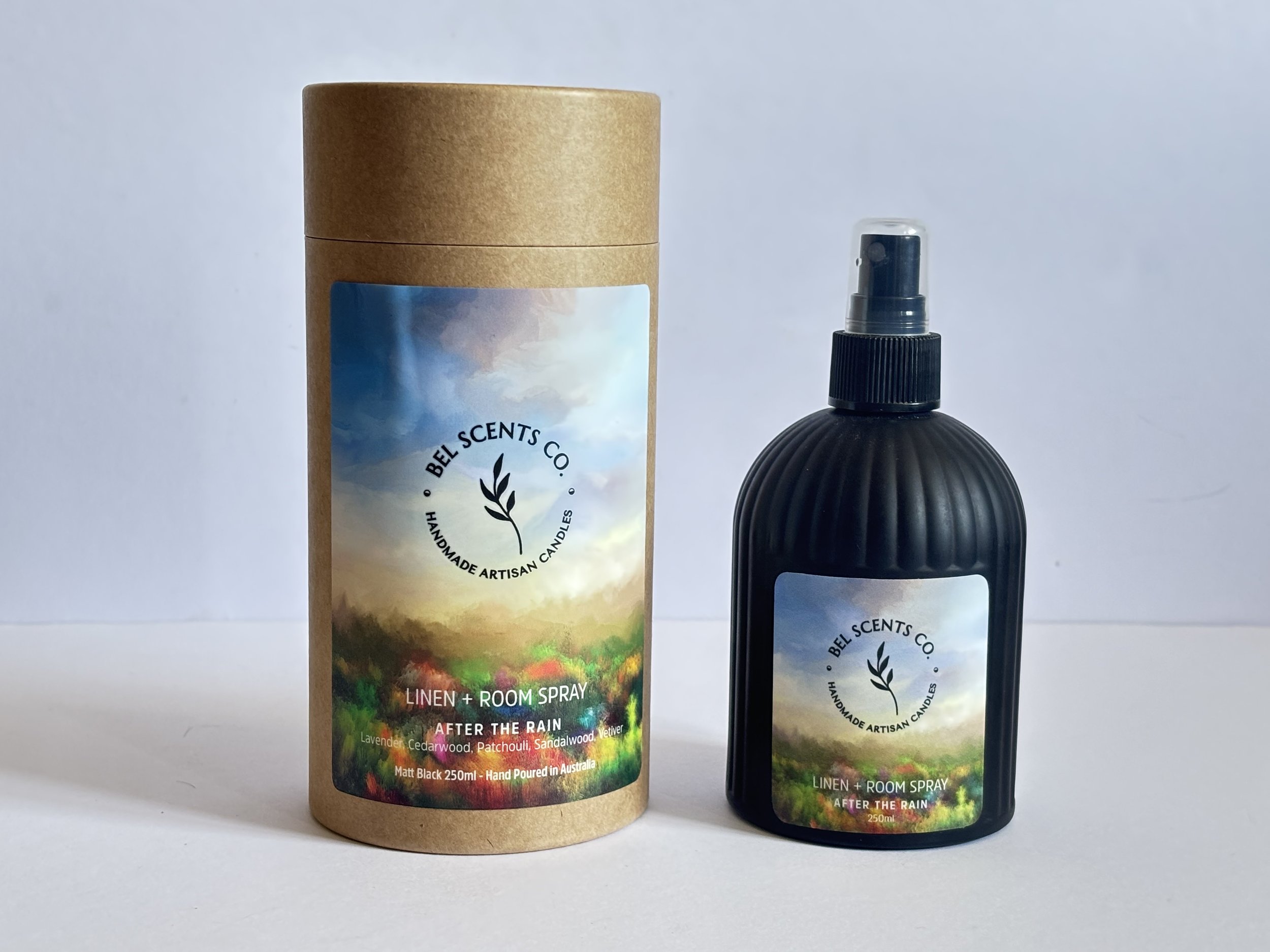 After the Rain Fragrance. Room and Linen Spray 250ml. Made in Australia from Natural ingredients. Beautiful Packaged and designed for interior decoration and home decor