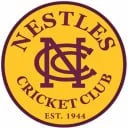 Nestler's Cricket Club logo with yellow background and maroon lettering and emblem